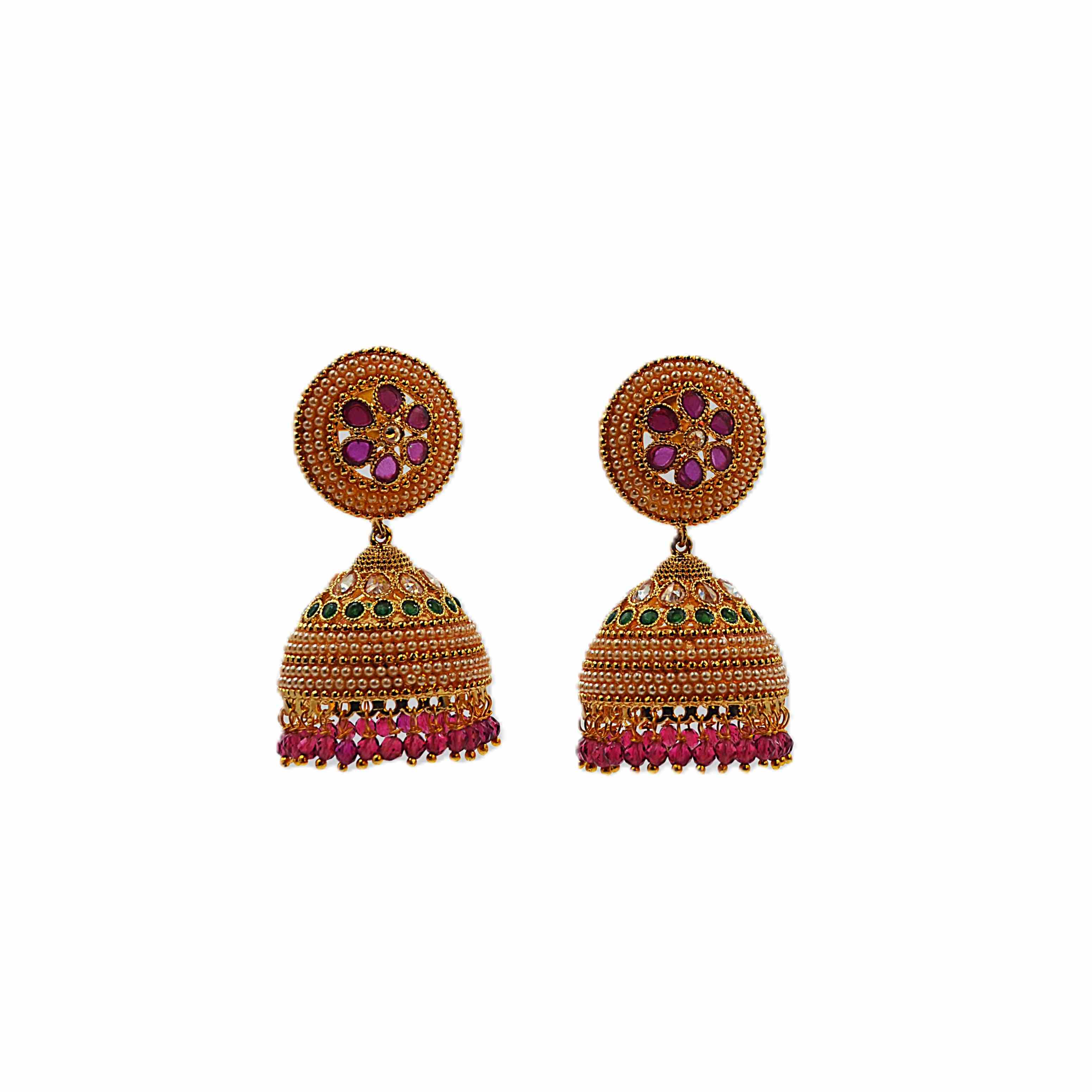 The Nila Gold Plated Pearl and Multicolor Ethnic Jhumkas