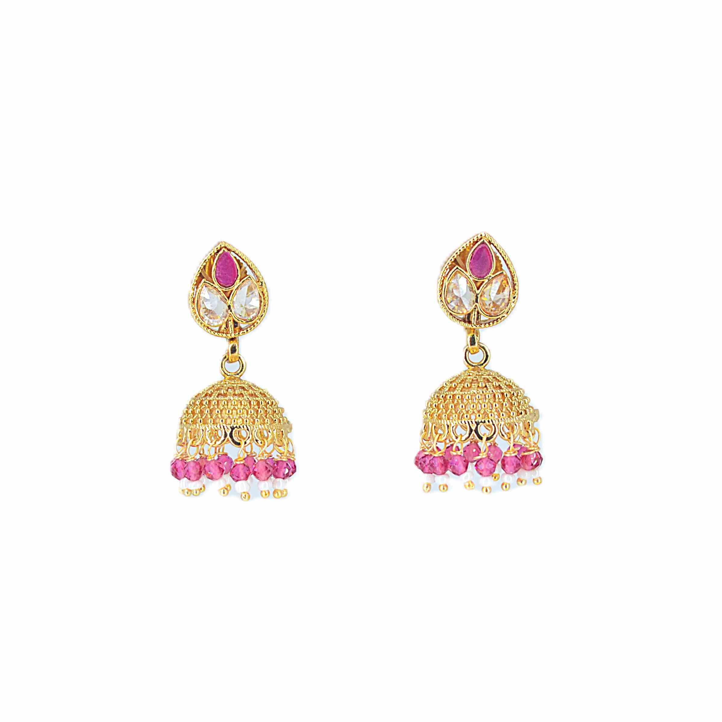 The Nila Gold Plated Ruby Ethnic Jhumkas