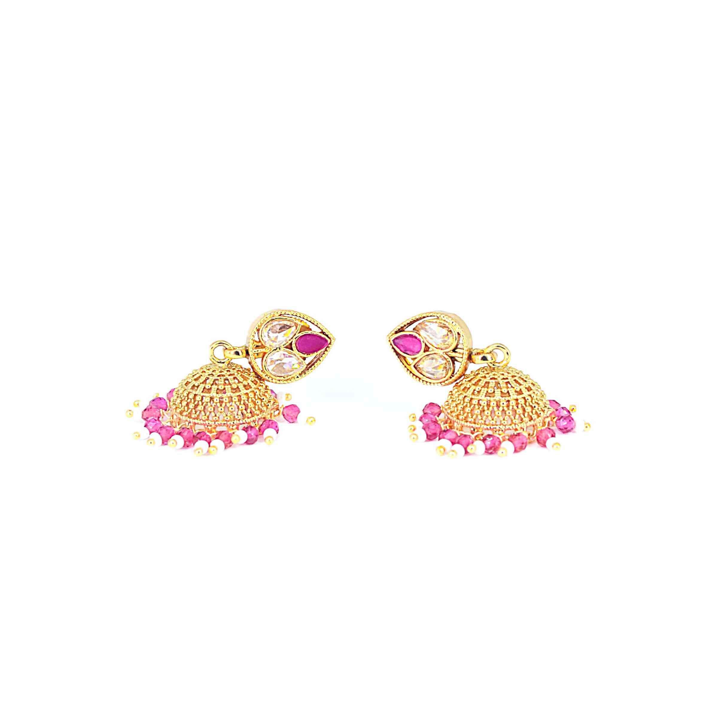 The Nila Gold Plated Ruby Ethnic Jhumkas
