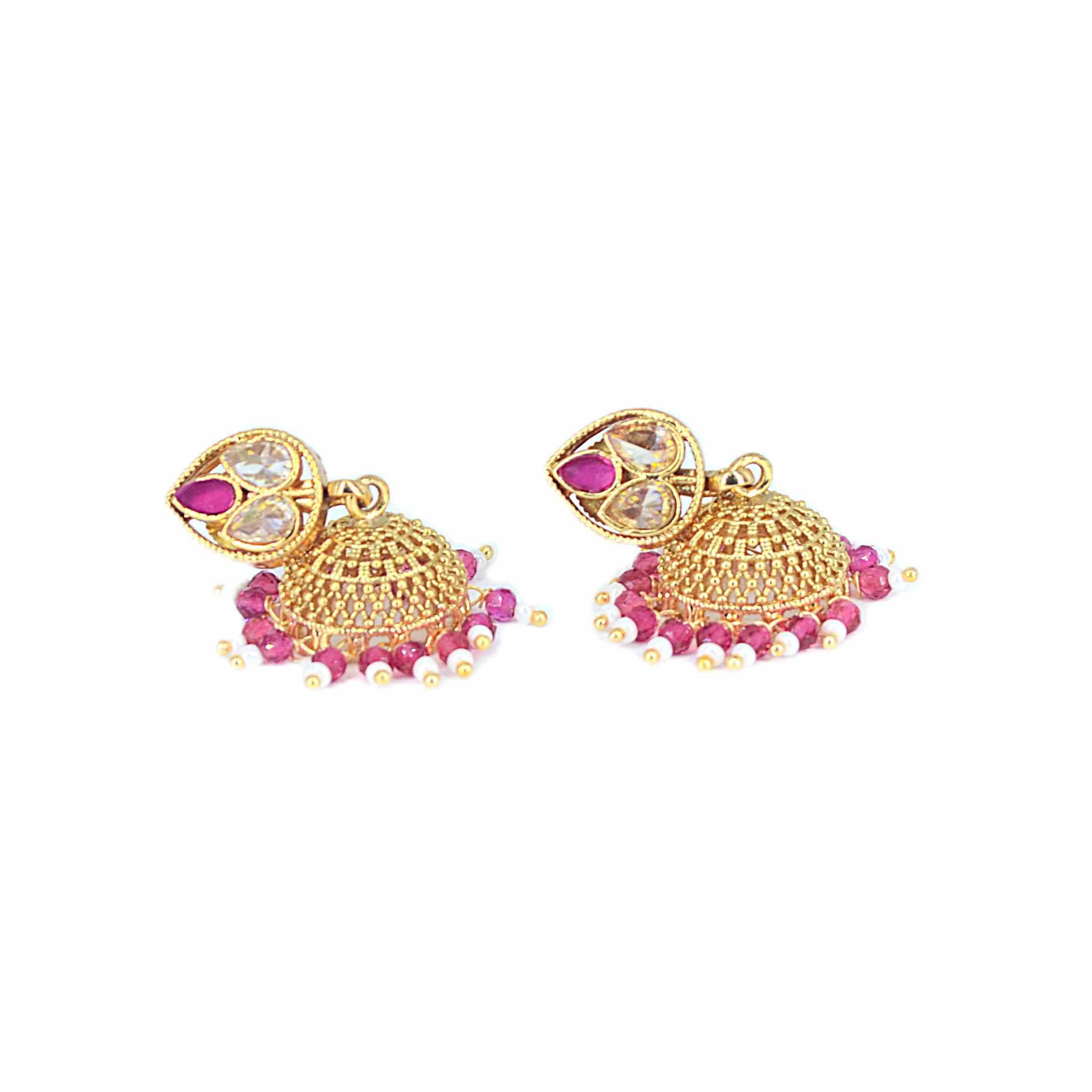 The Nila Gold Plated Ruby Ethnic Jhumkas