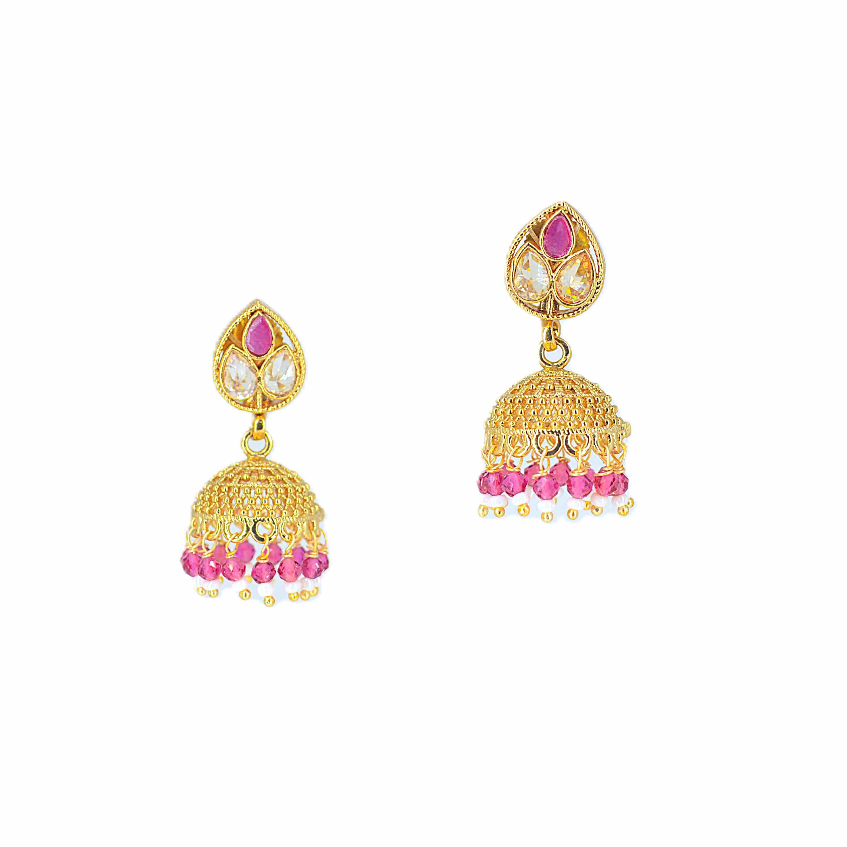 The Nila Gold Plated Ruby Ethnic Jhumkas