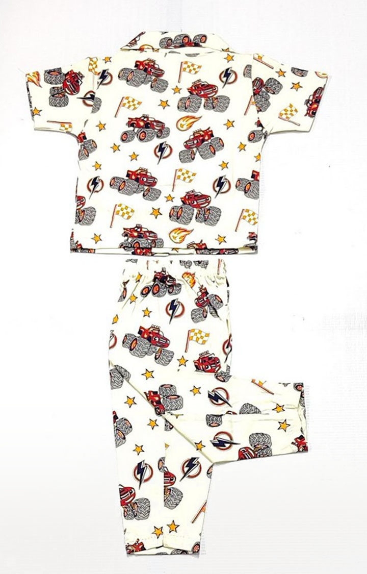 AAAKAR | Stylish Boy's Yellow Graphic Printed Shirt And Pyjama Set 1