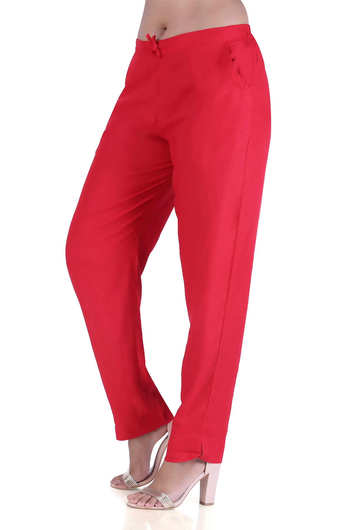 Black Lady | Red SolId Trousers 2