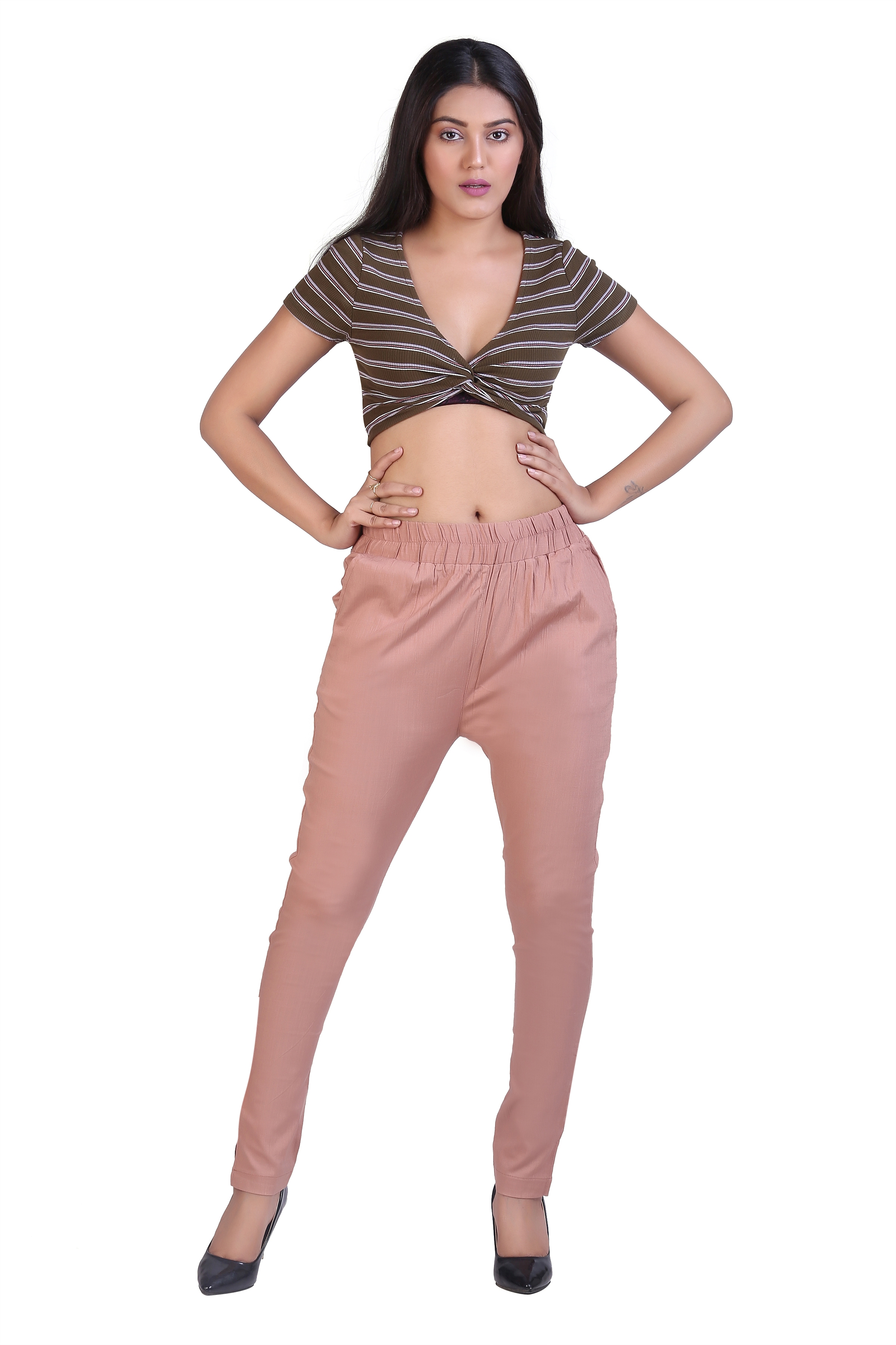 Pink Solid  Trouser