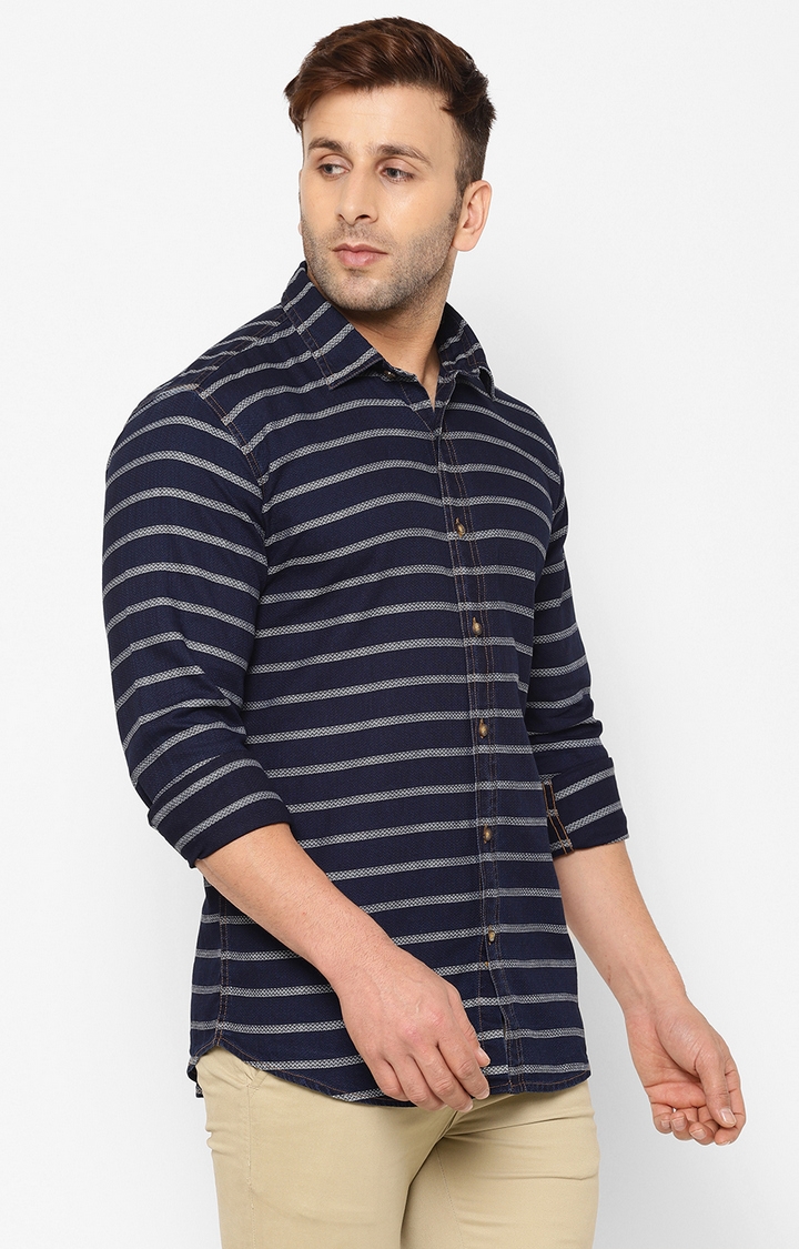 Eppe | Eppe Men's Denim Full Sleeves Smart Fit Stylish Stripes Casual Shirt 2