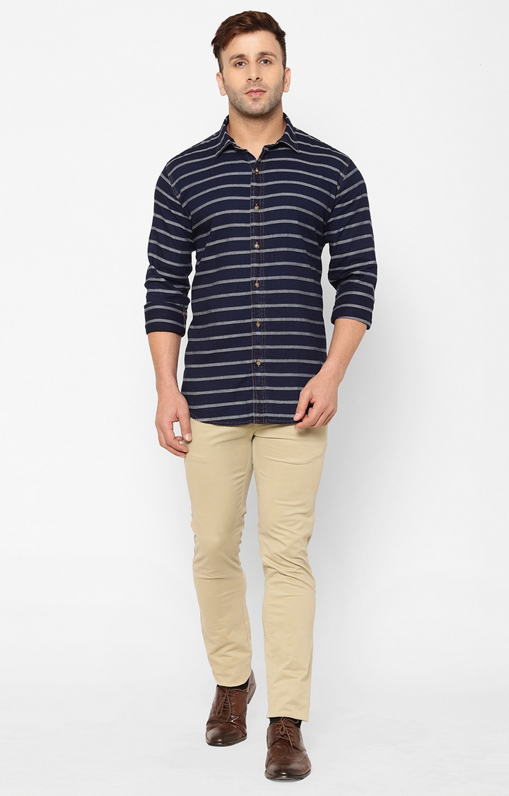 Eppe | Eppe Men's Denim Full Sleeves Smart Fit Stylish Stripes Casual Shirt 1