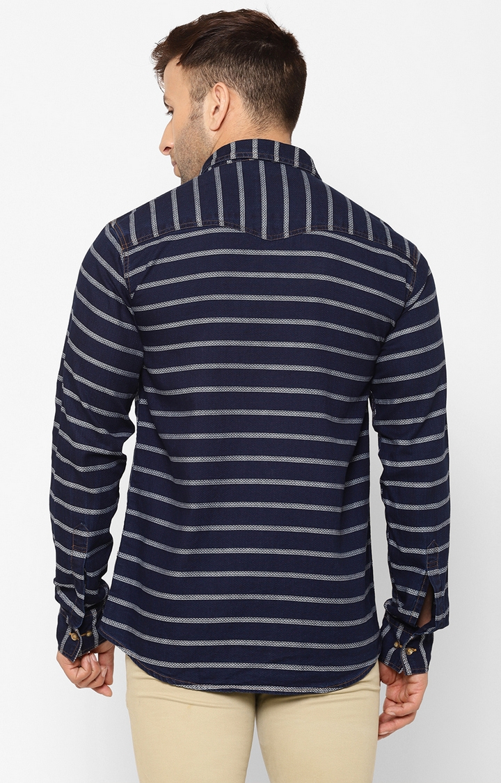 Eppe | Eppe Men's Denim Full Sleeves Smart Fit Stylish Stripes Casual Shirt 3