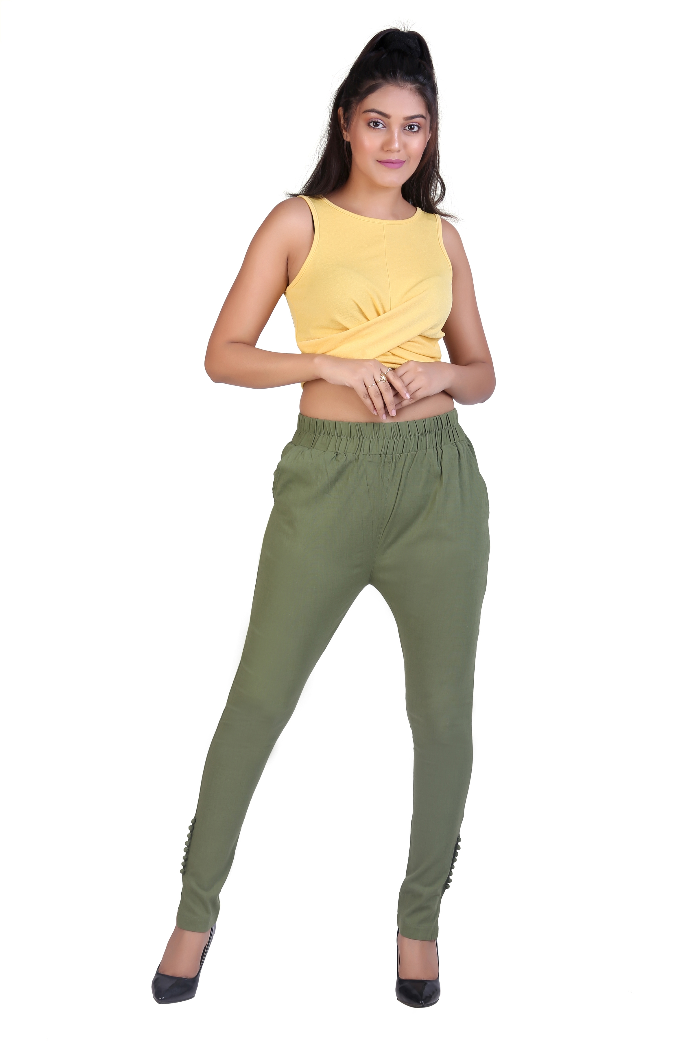 Green Solid Trousers
