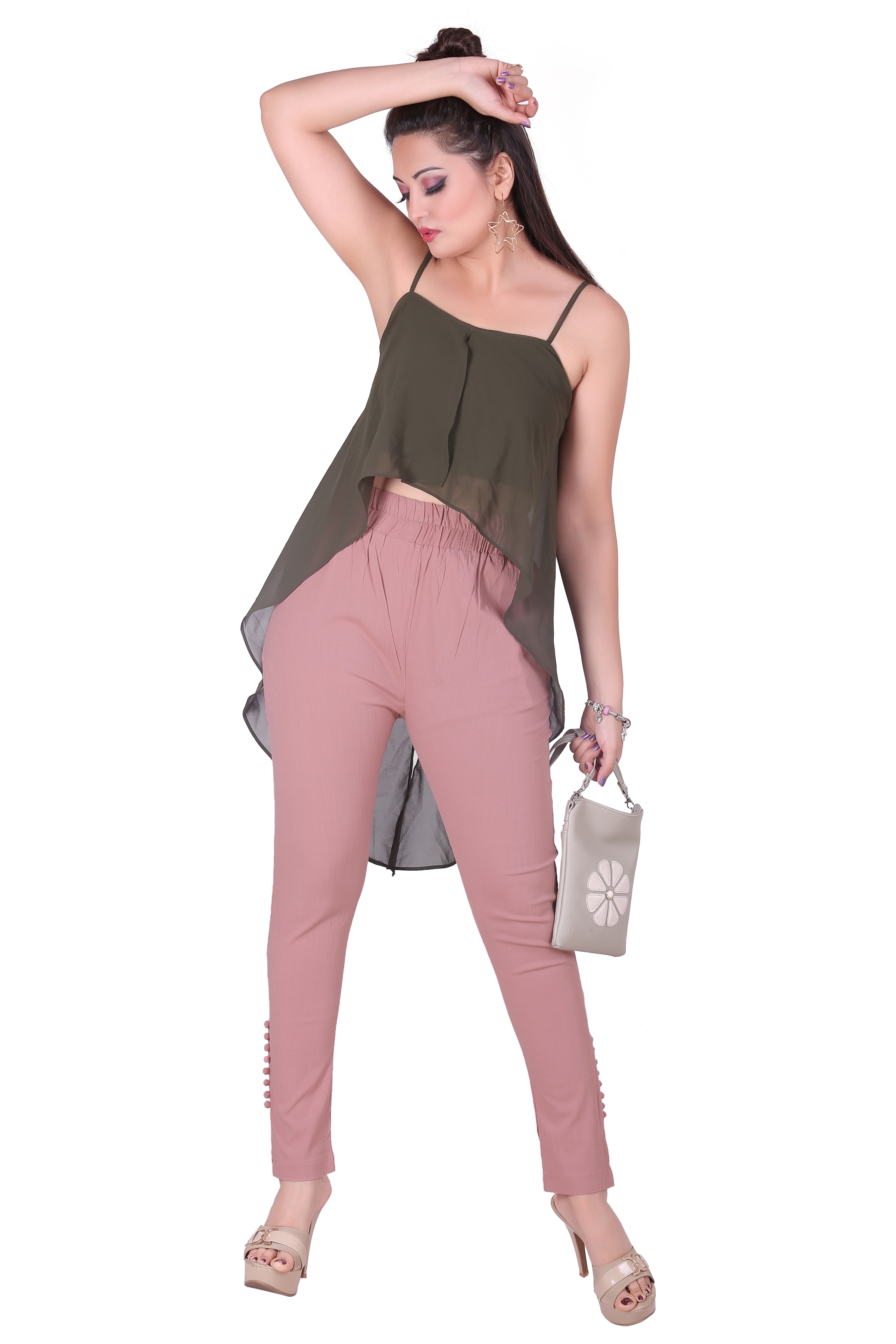 Pink Solid  Trouser
