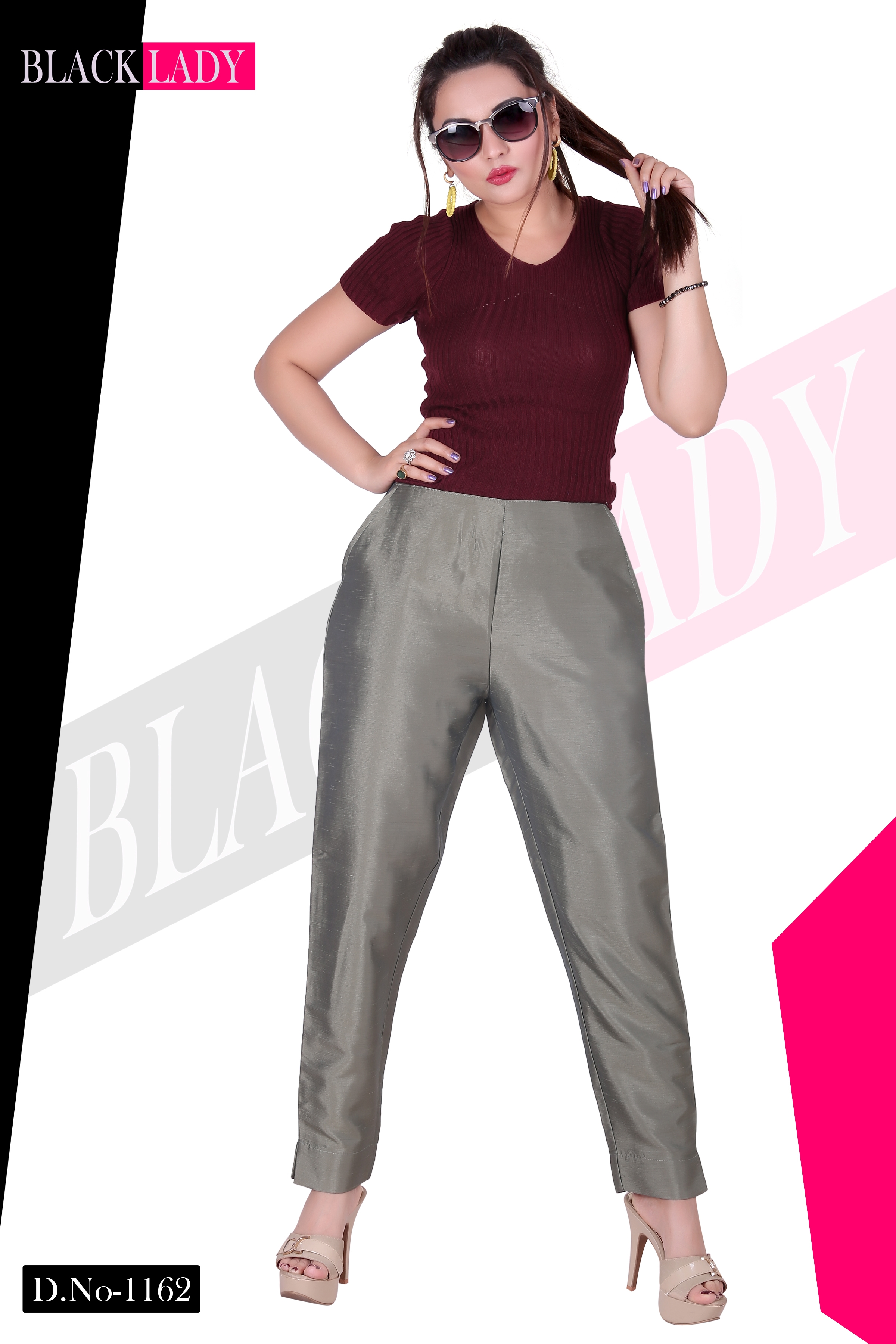 Black Lady | Grey Solid Trouser 4