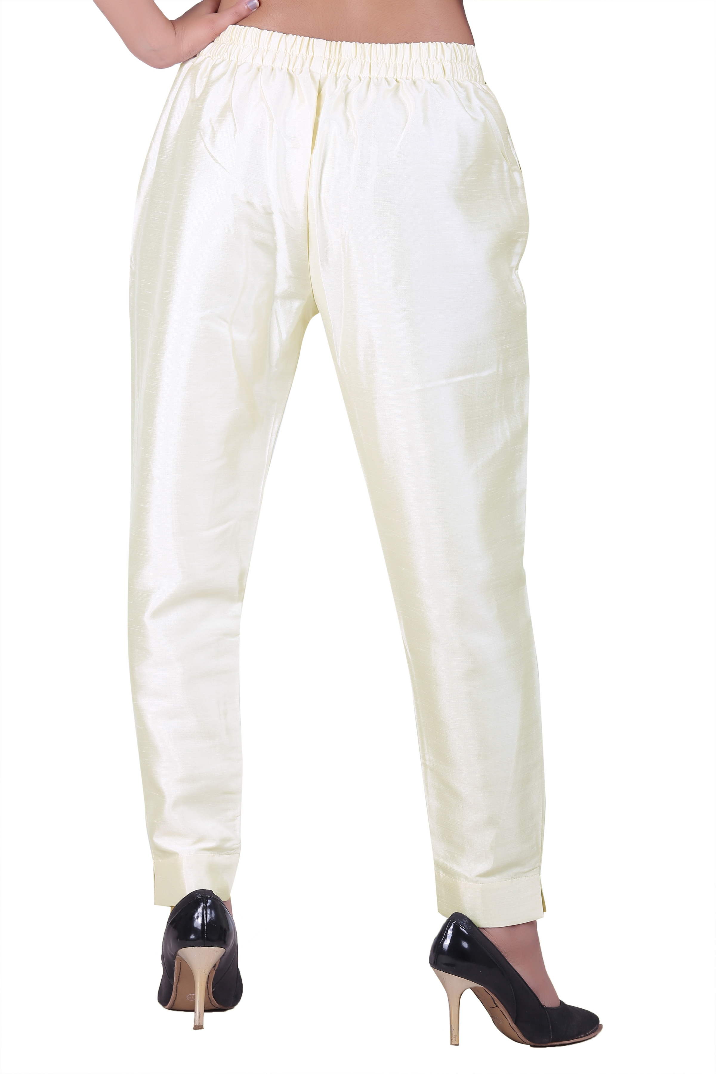Buy NumBrave White, Golden & Silver Raw Silk Pants with Full Length Cotton  Lining for Women (Pack of 3) at Amazon.in