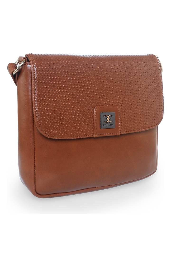 ESBEDA | Women's Brown PU Solid Sling Bags 7