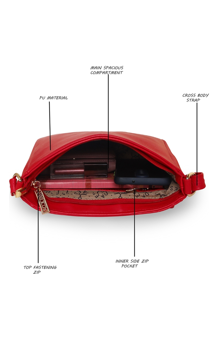 ESBEDA | Women's Red PU Solid Sling Bags 3