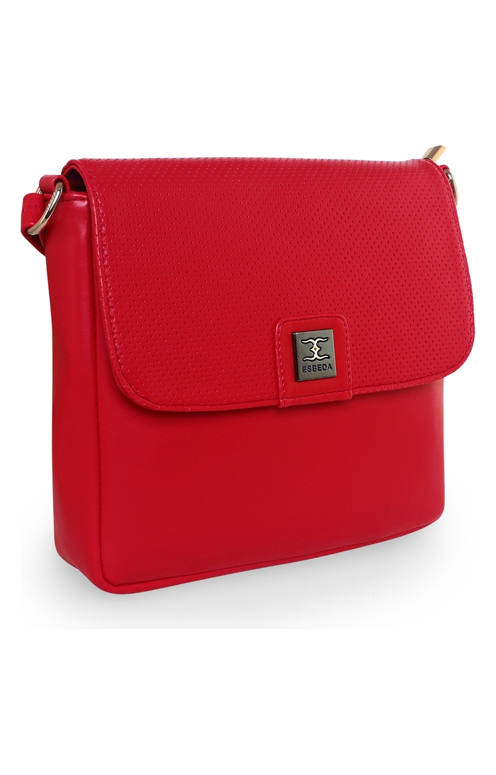 ESBEDA | Women's Red PU Solid Sling Bags 7