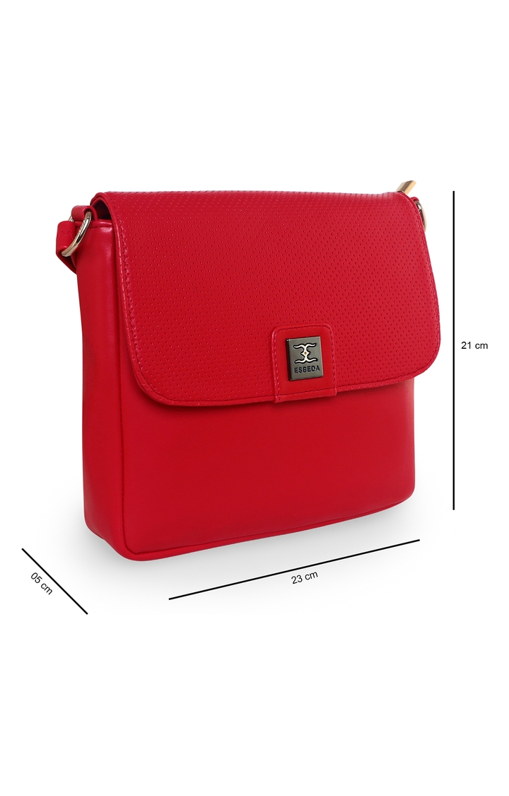 ESBEDA | Women's Red PU Solid Sling Bags 1