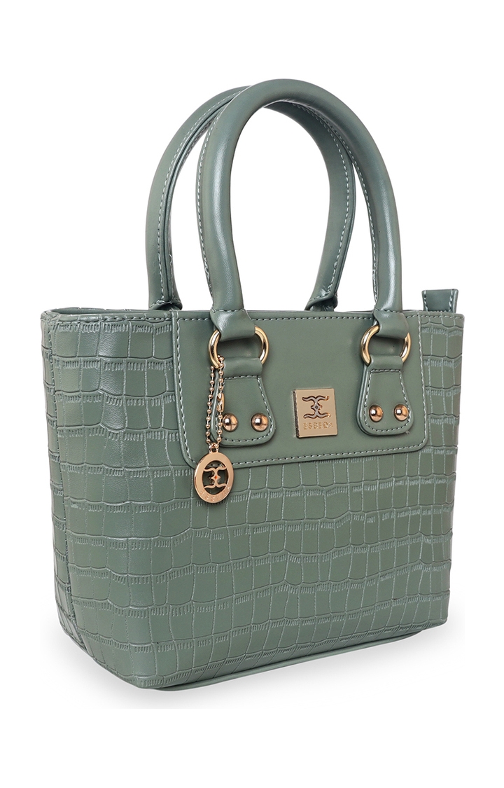 ESBEDA | Women's Green PU Solid Handbags 7