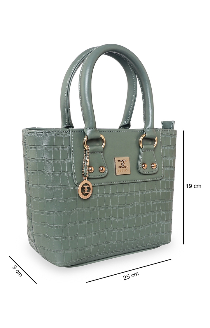 Women's Green PU Solid Handbags