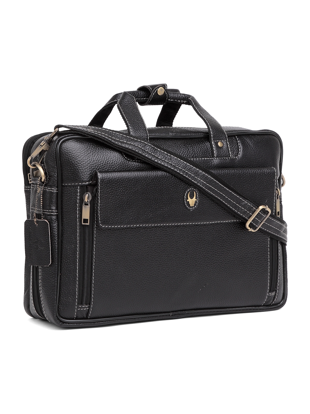 WildHorn | WildHorn 100% Genuine Leather Black Laptop Bag for Men 1