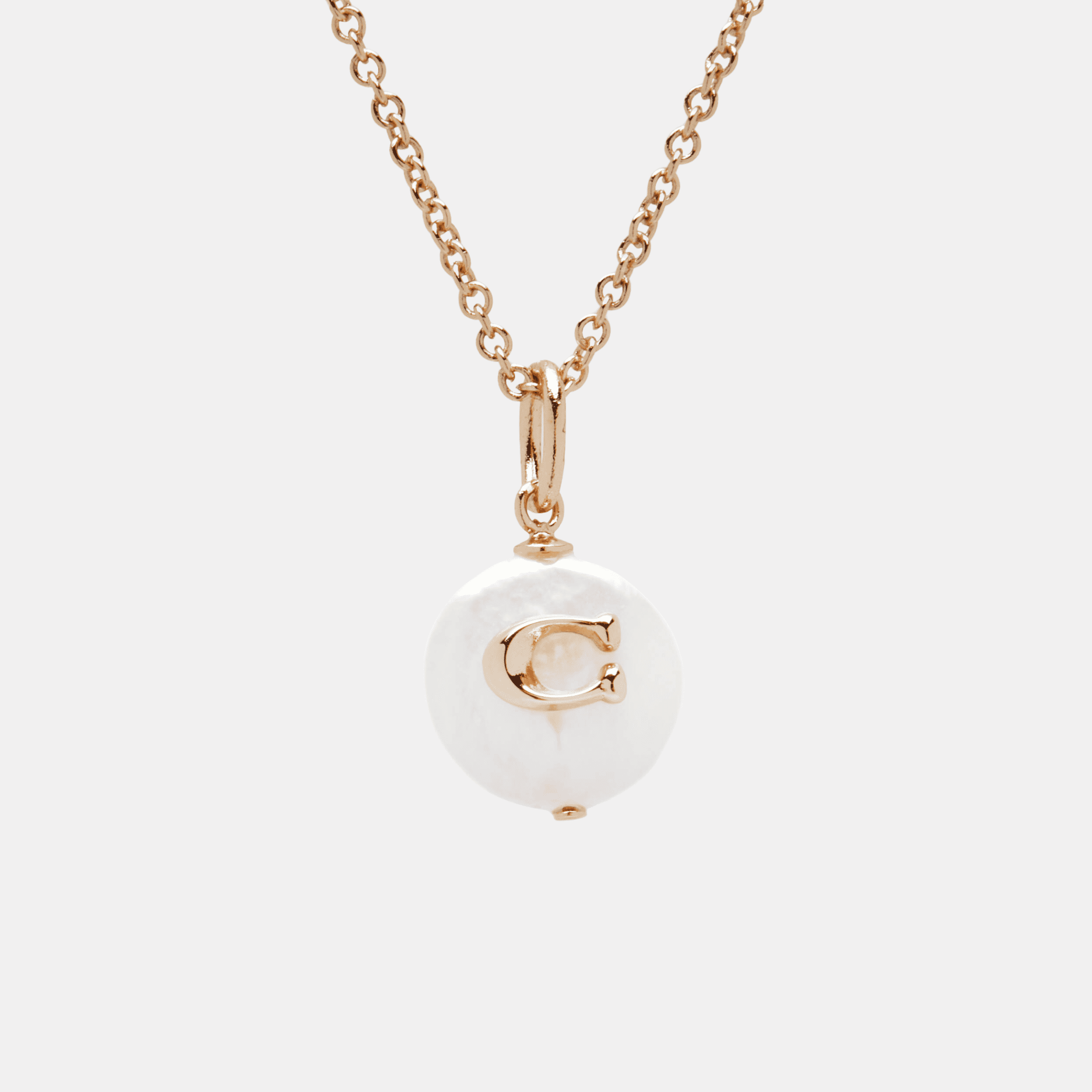 Signature Coin Pearl Pendant Necklace
