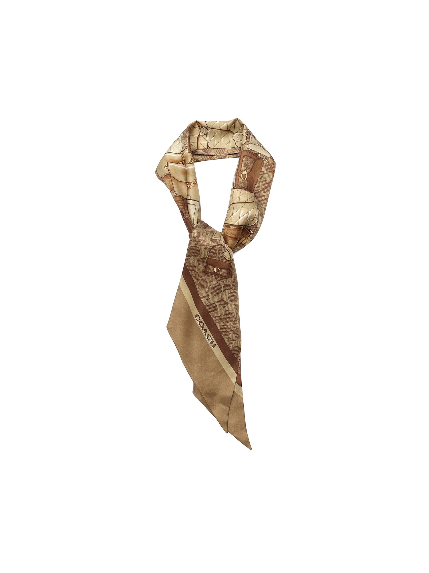 Stacked Tabby Bags Print Silk Skinny Scarf
