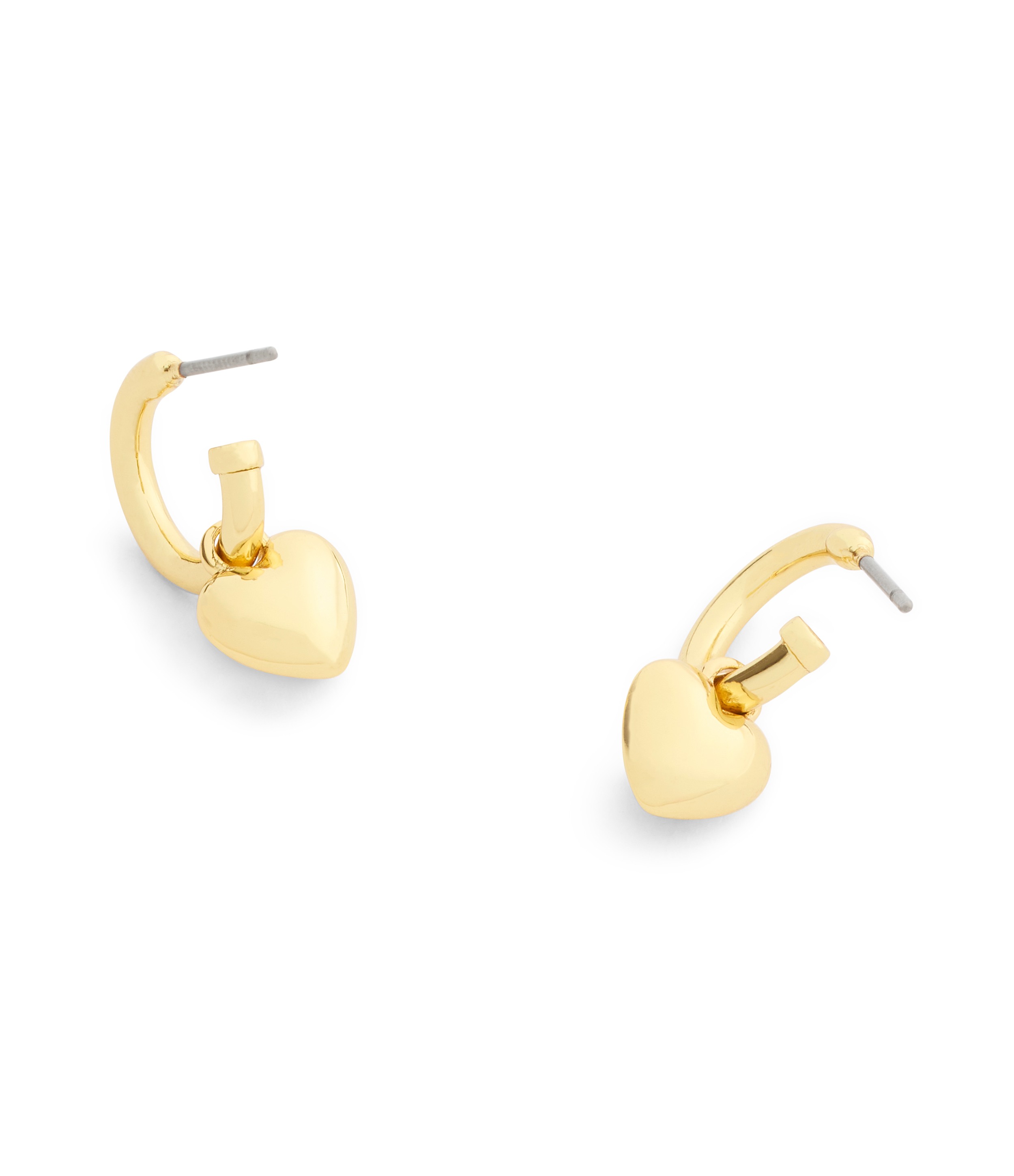 Signature C Heart Charm Huggie Earrings