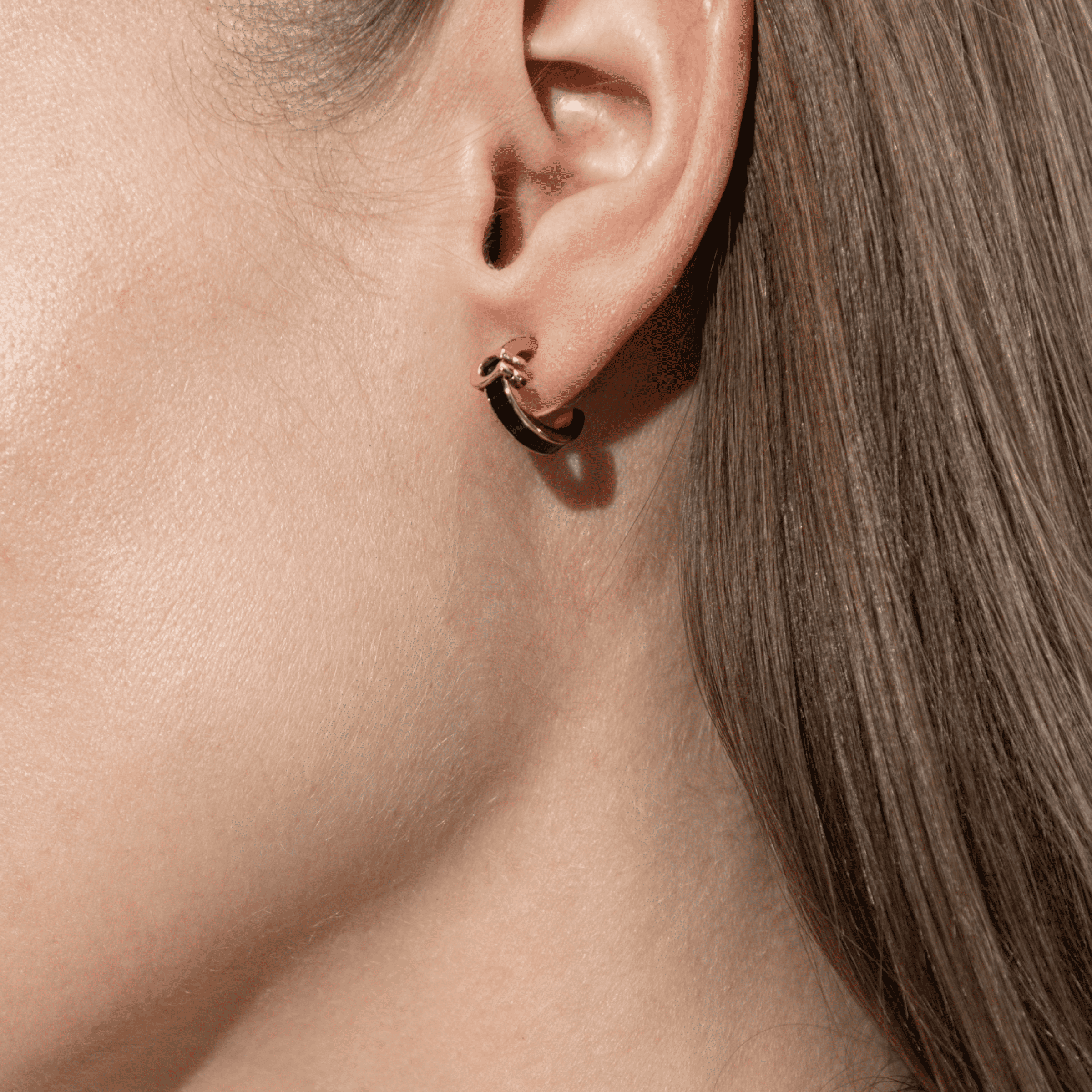 Signature C Enamel Huggie Earrings