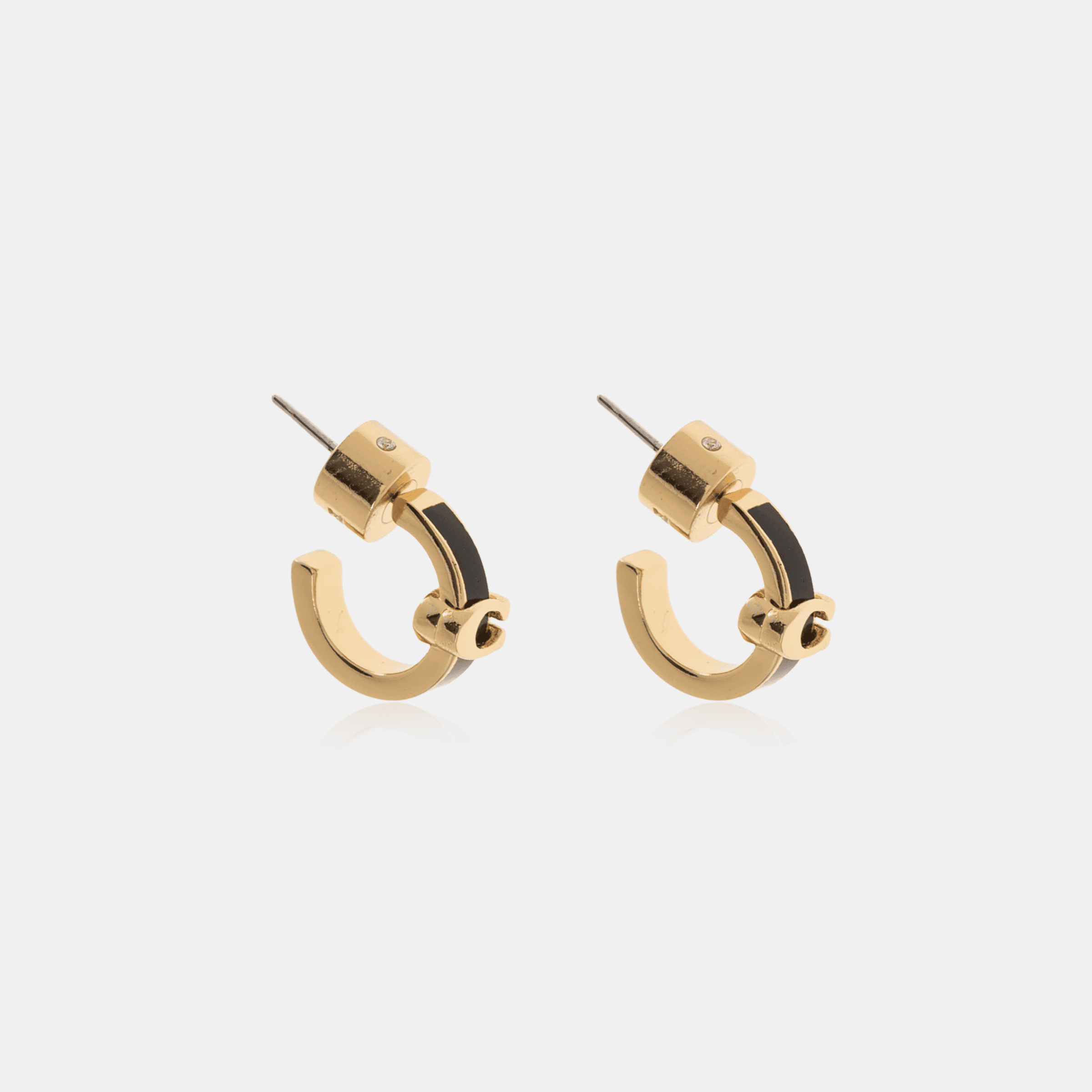Signature C Enamel Huggie Earrings