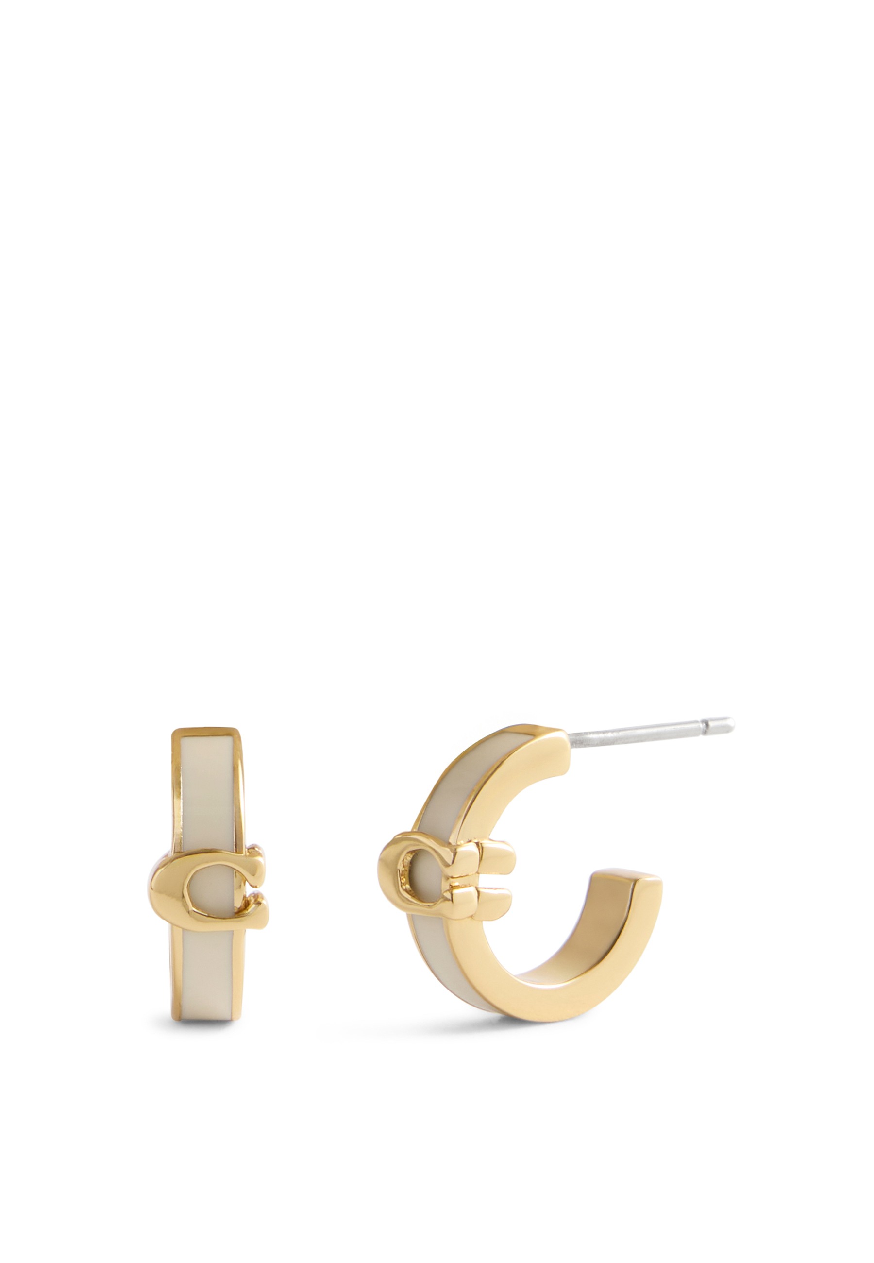 Signature C Enamel Huggie Earrings