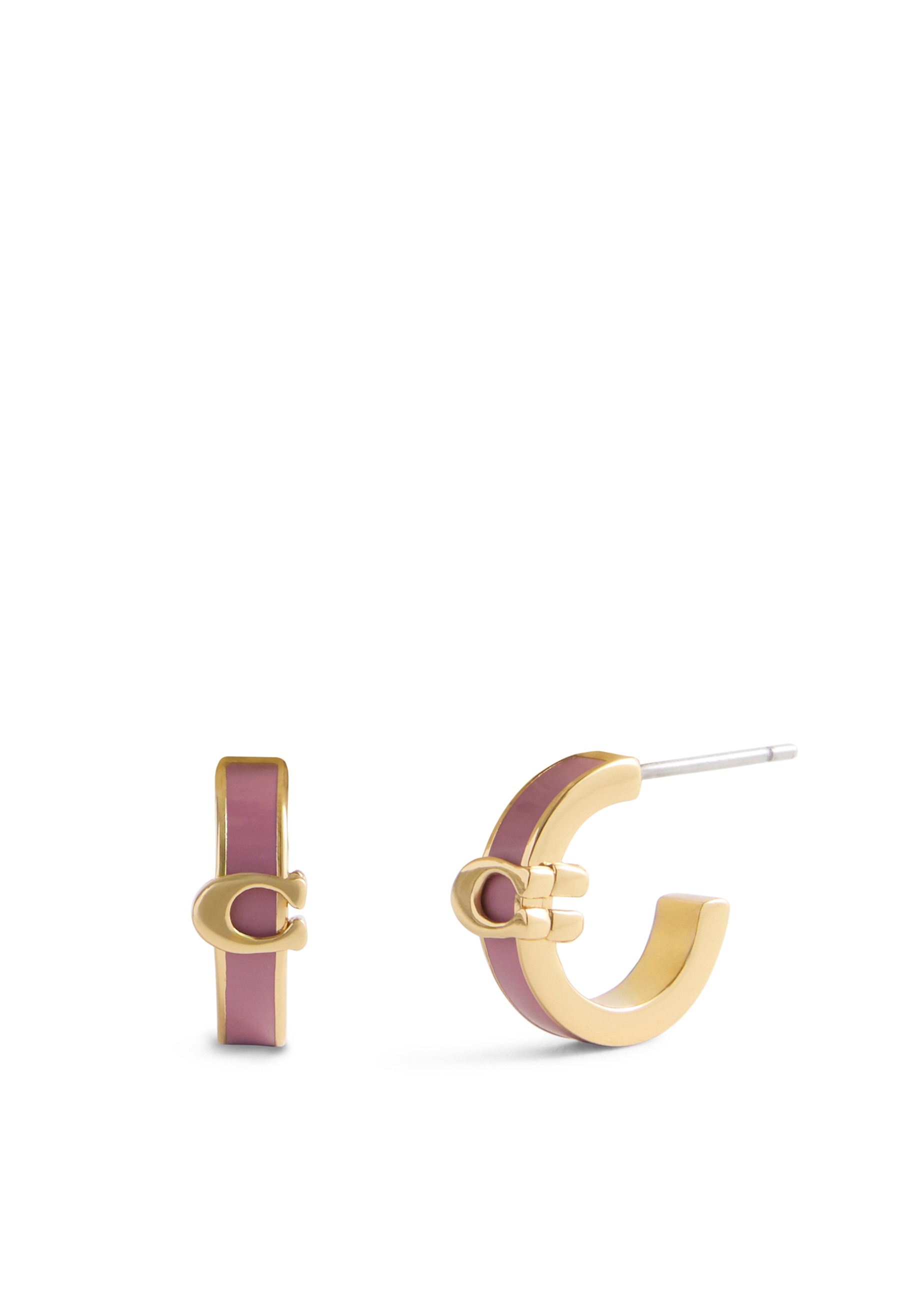 Signature C Enamel Huggie Earrings