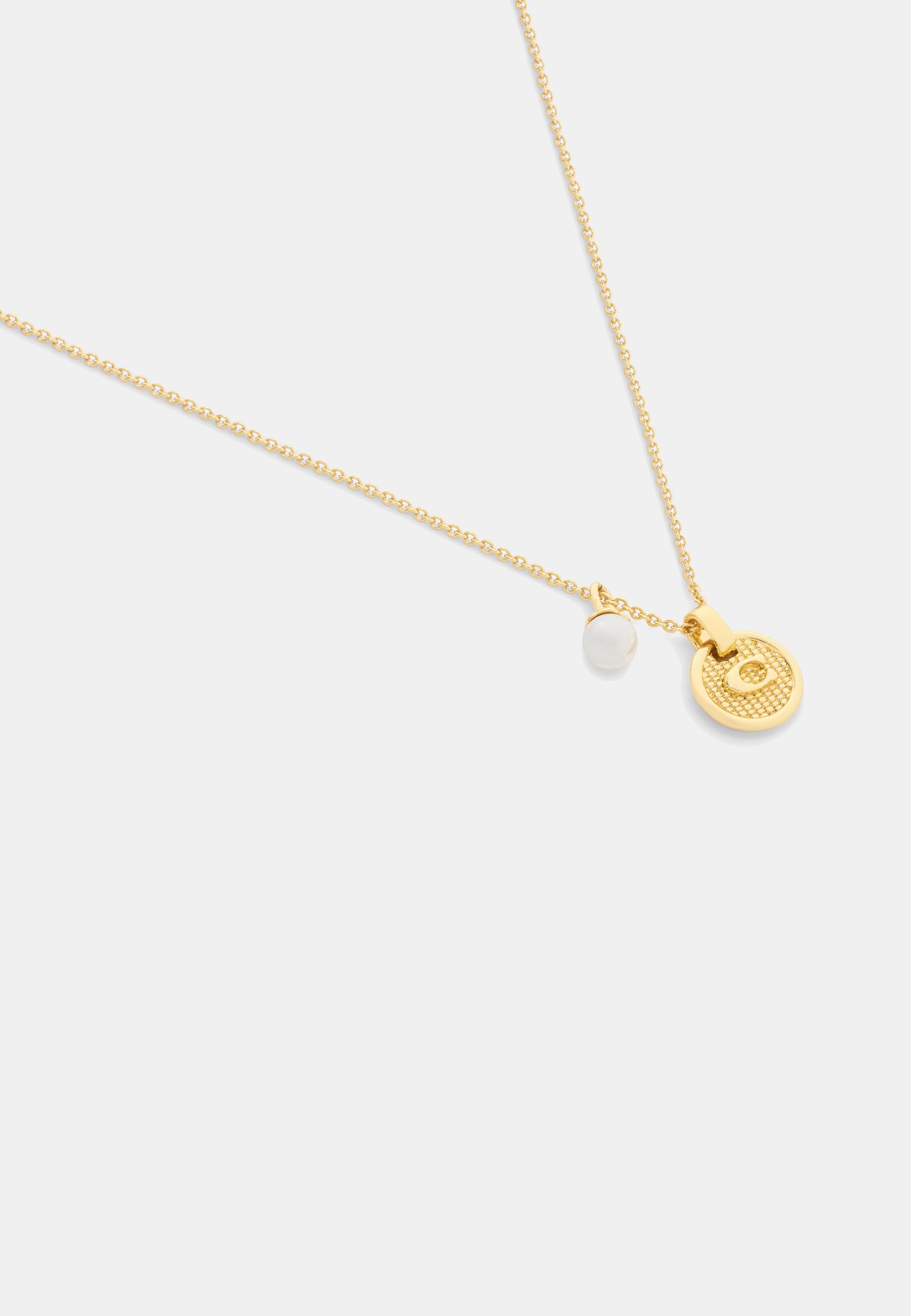 Textured C Pearl Pendant Necklace