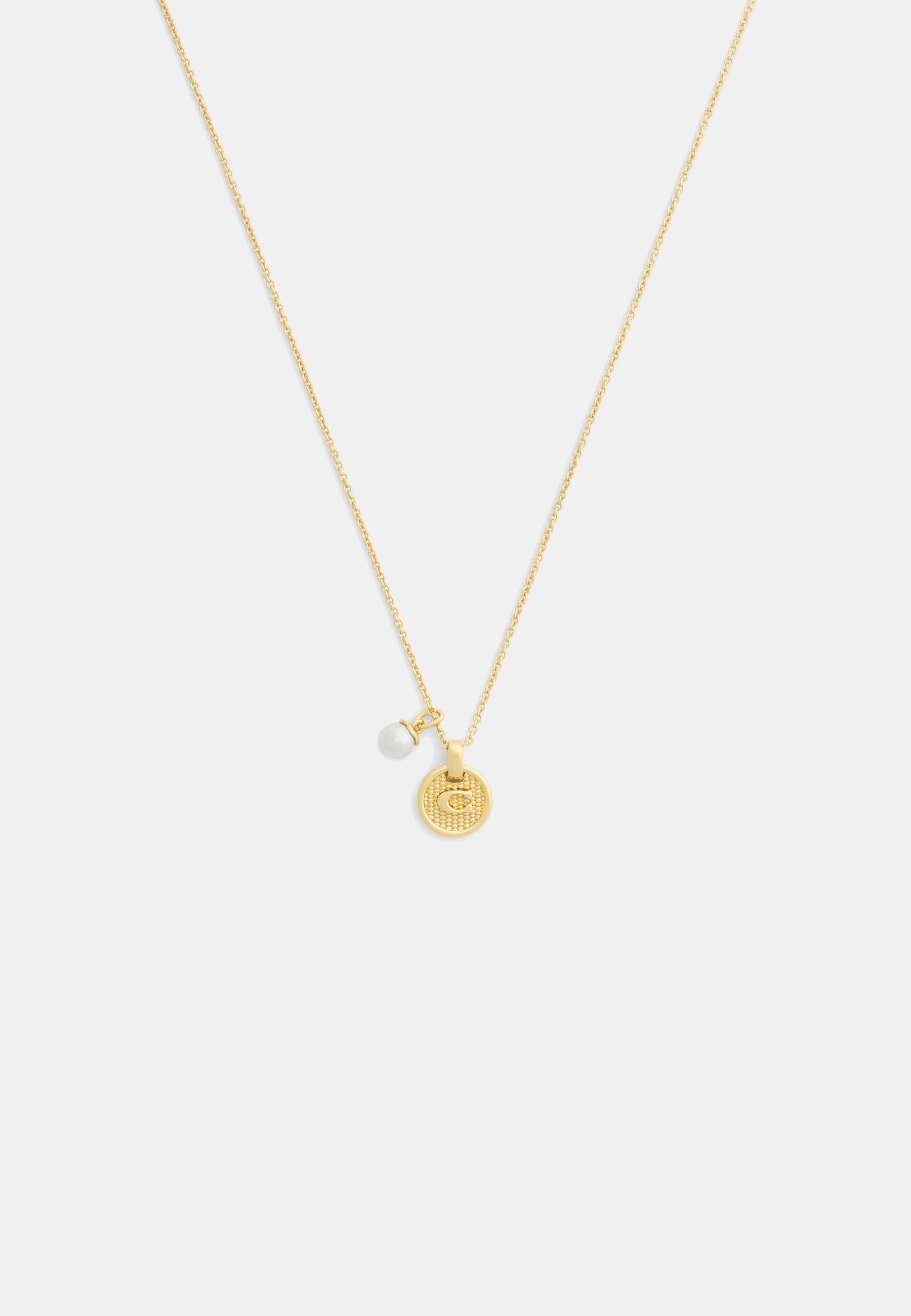 Textured C Pearl Pendant Necklace