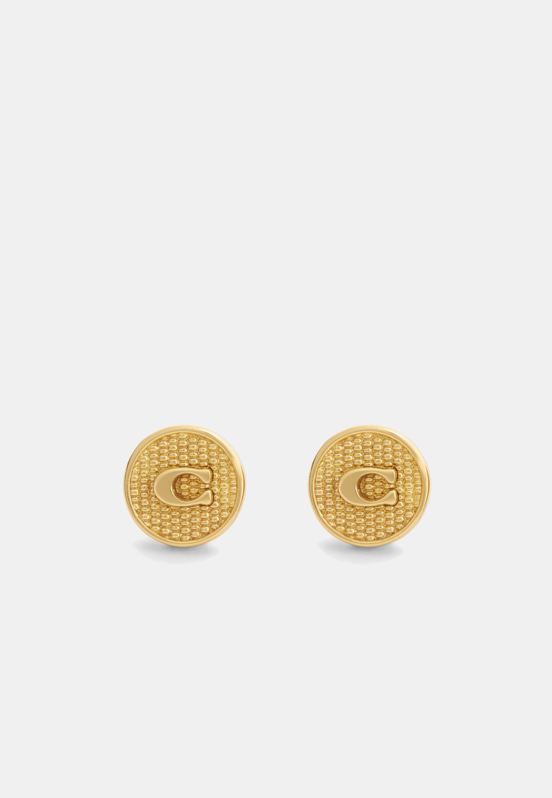Textured C Coin Stud Earring