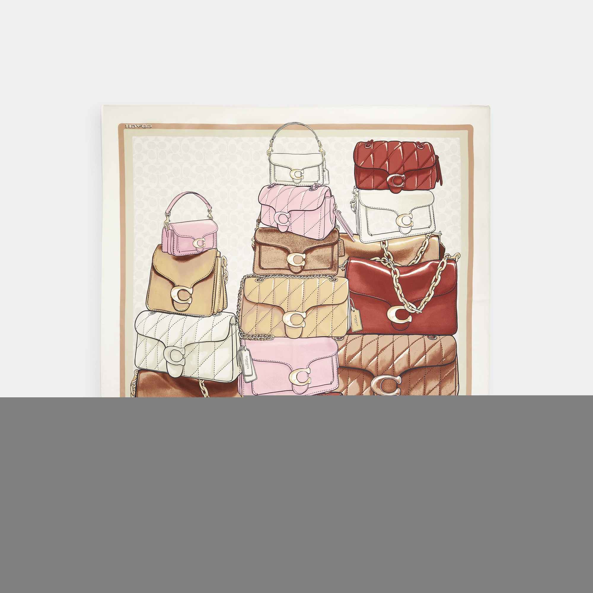 Stacked Tabby Bags Print Silk Square Scarf