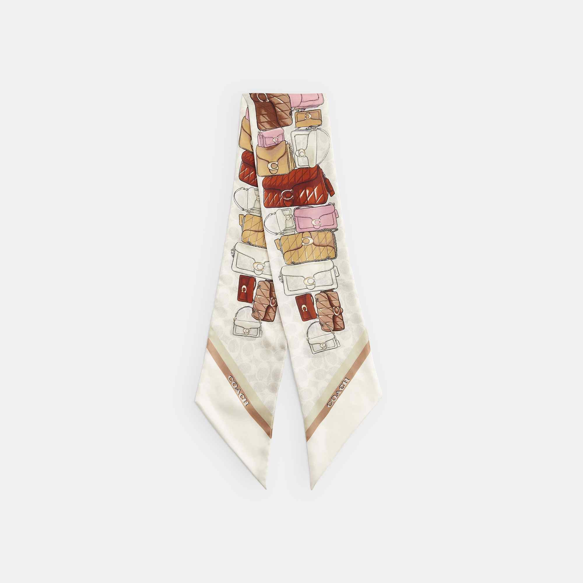 Stacked Tabby Bags Print Silk Skinny Scarf