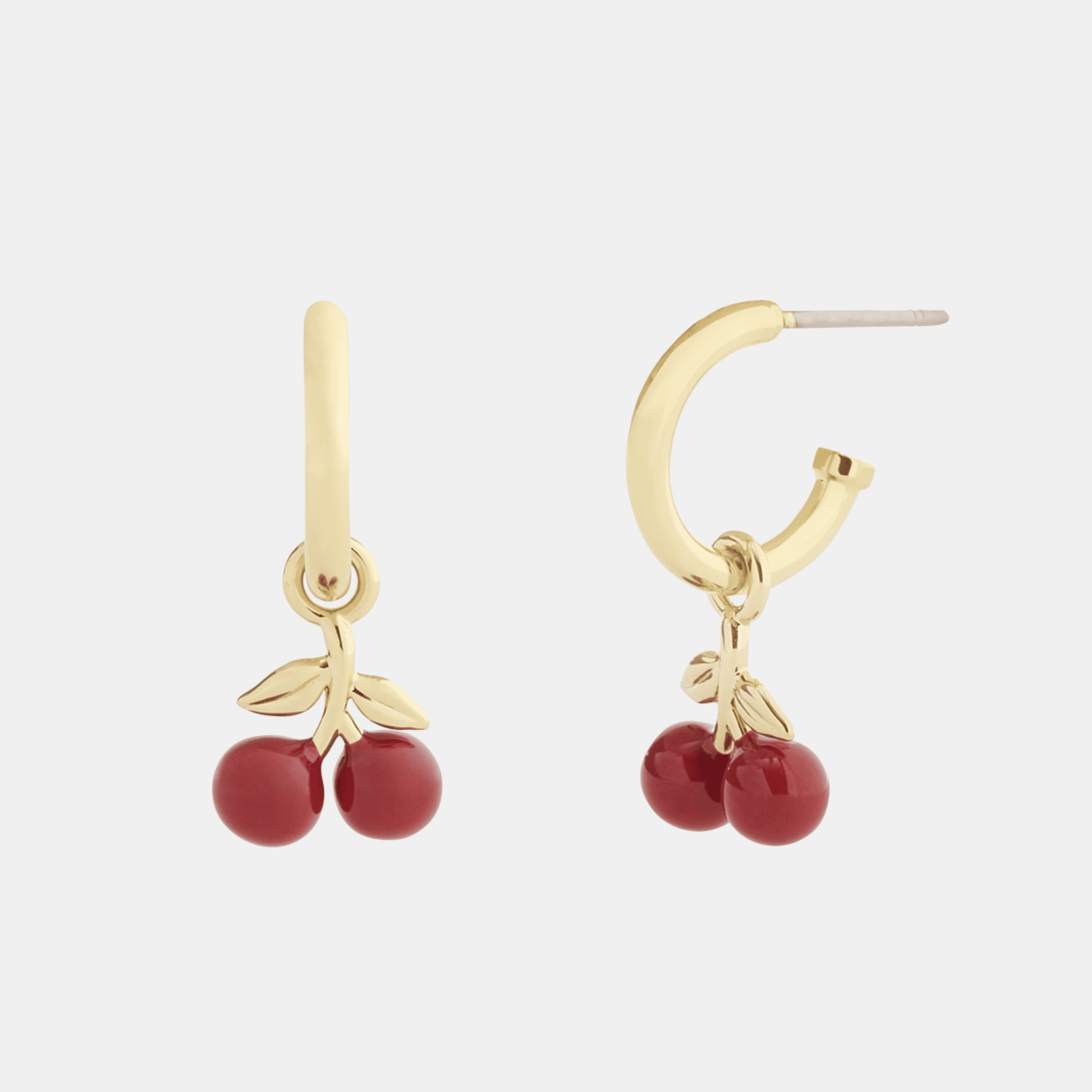Enamel Cherry Huggie Earrings