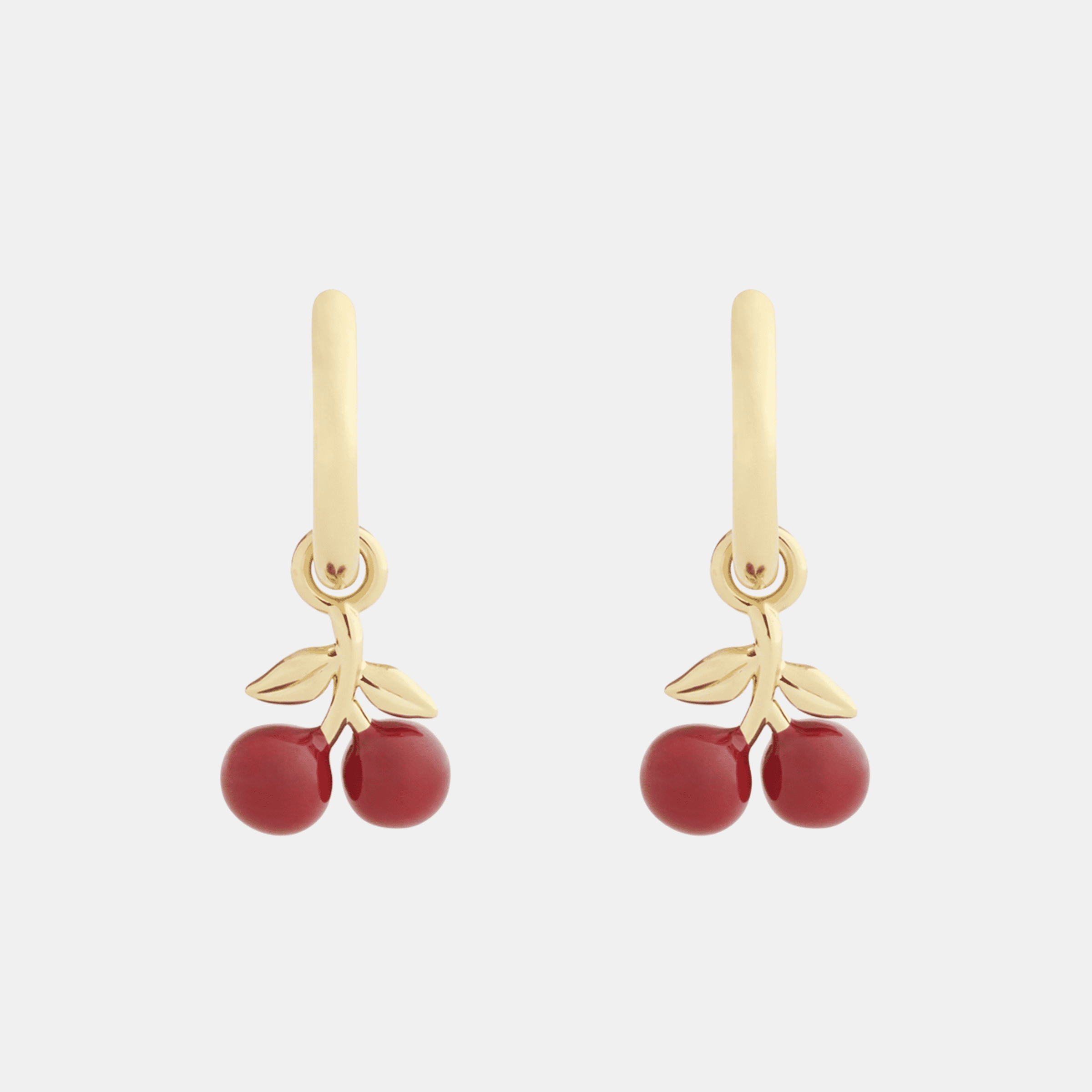 Enamel Cherry Huggie Earrings