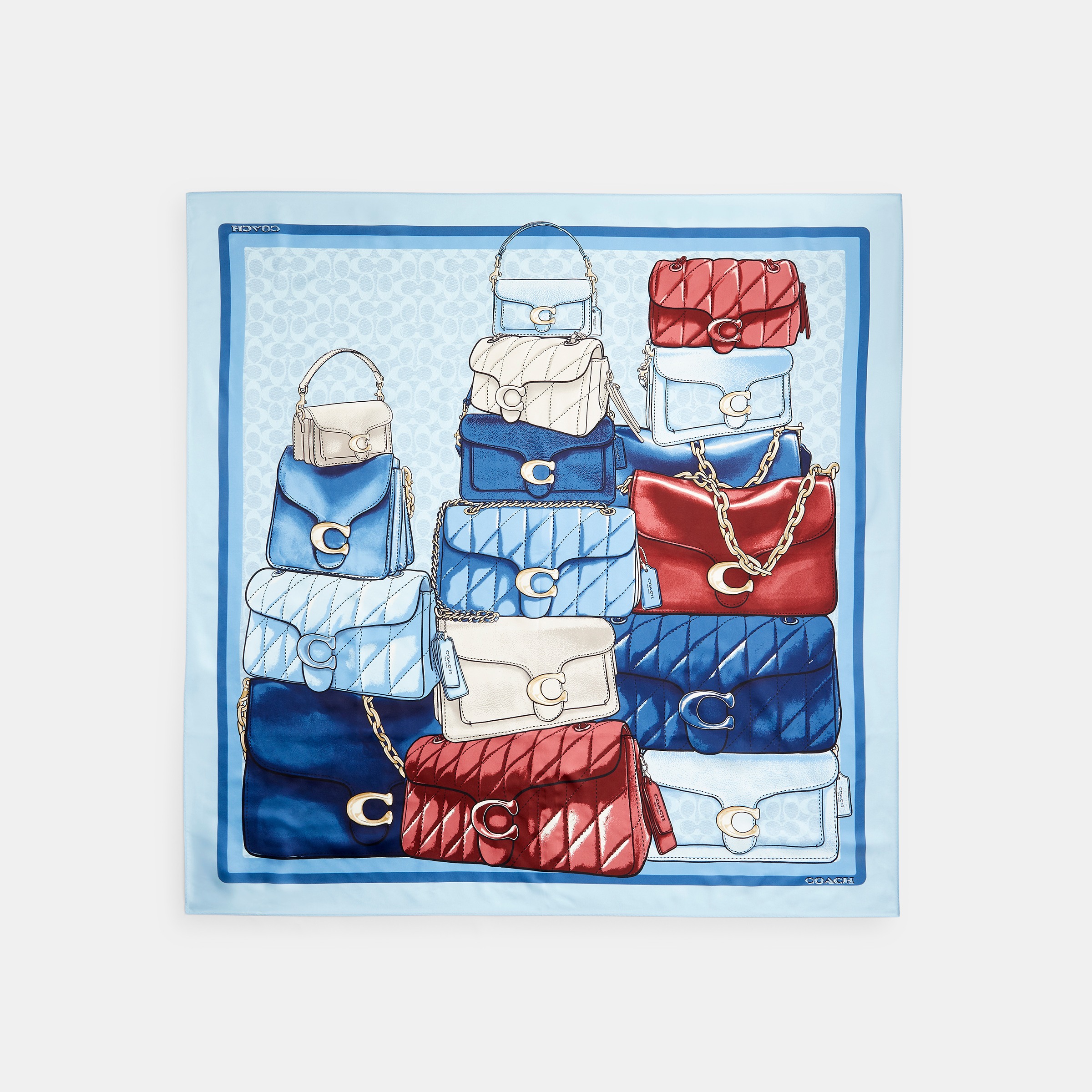 Stacked Tabby Bags Print Silk Square Scarf