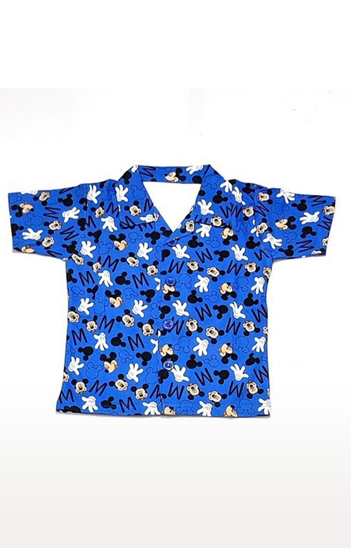 AAAKAR | Stylish Boy's Blue Graphic Printed Shirt And Pyjama Set 2