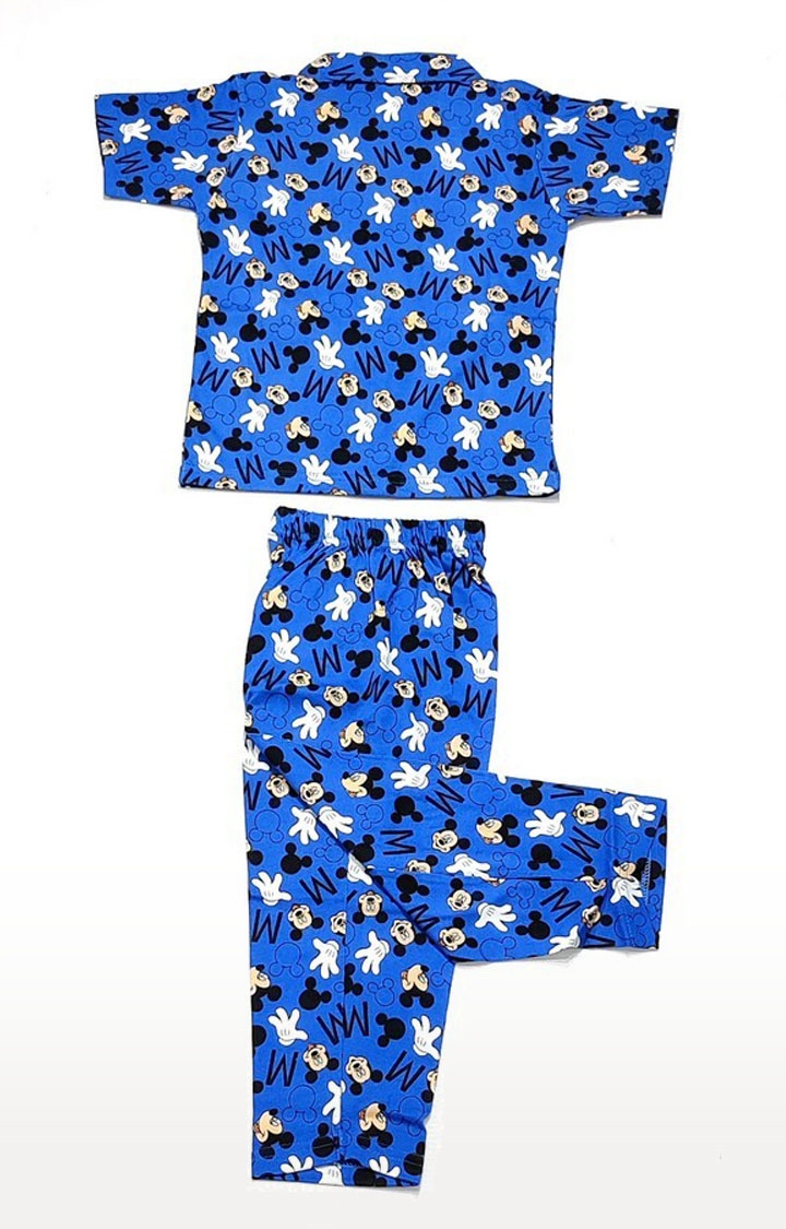 AAAKAR | Stylish Boy's Blue Graphic Printed Shirt And Pyjama Set 1