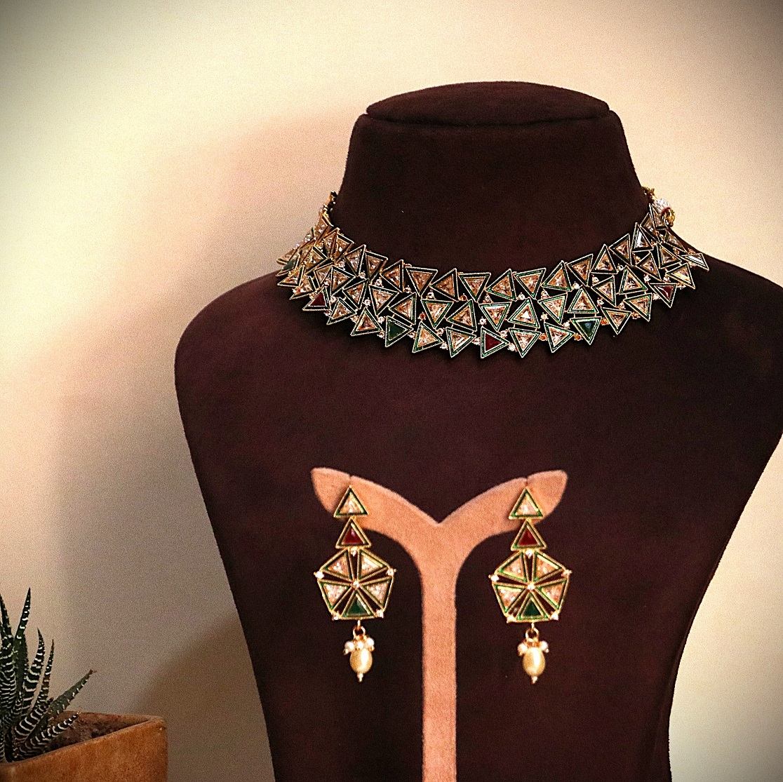 The Nila Gold Plated Designer Choker Set
