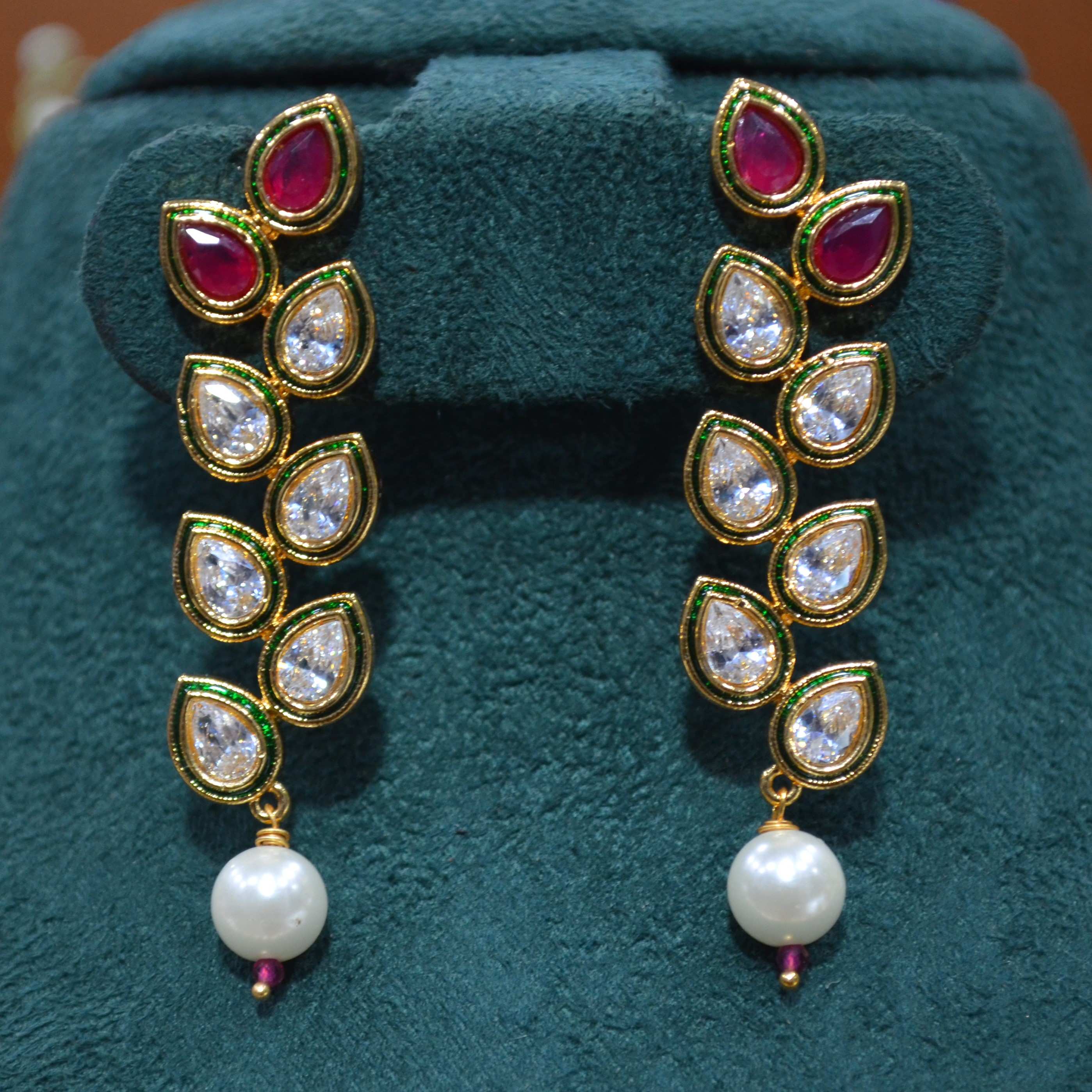 The Nila Gold Plated Kundan Necklace with Dangler Earrings