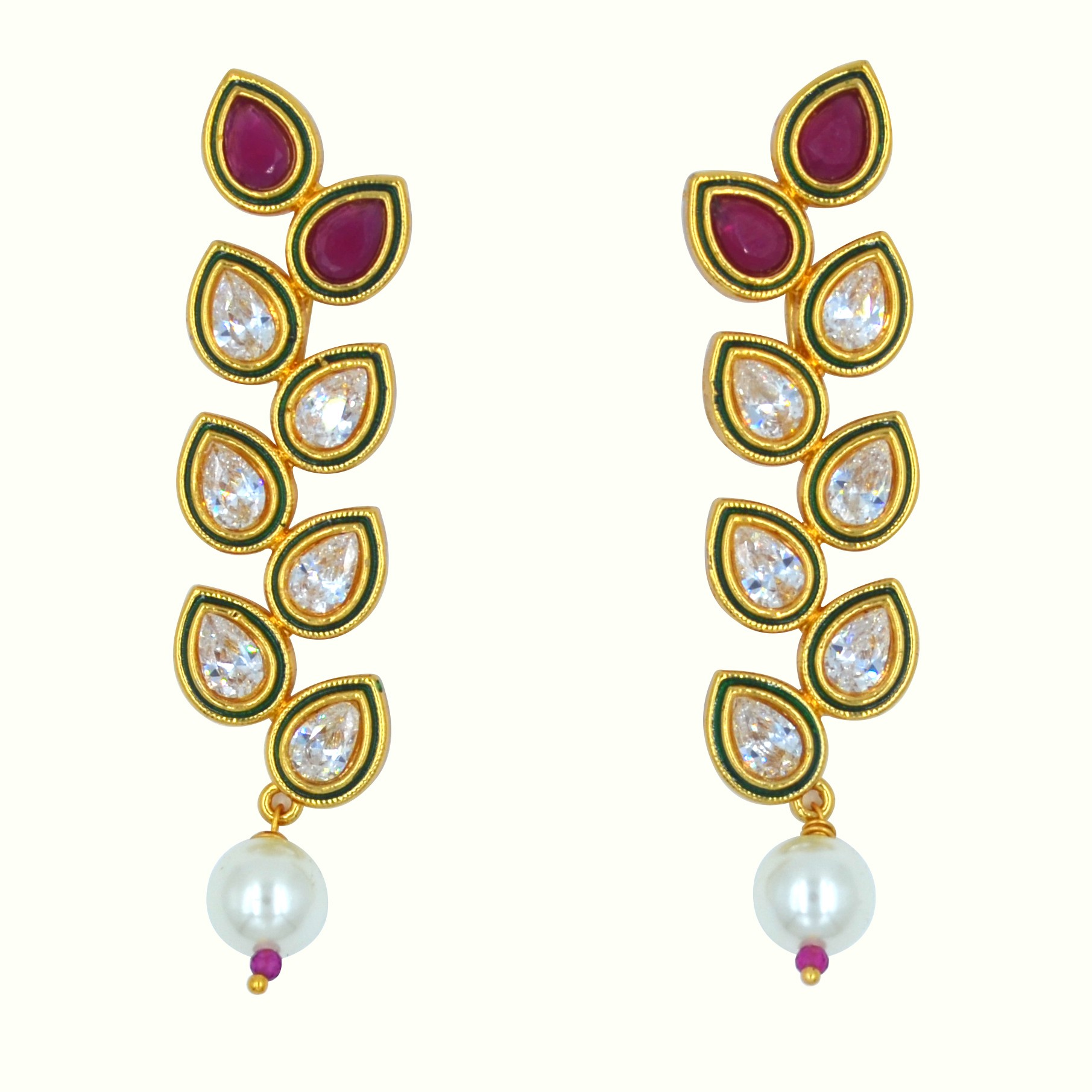 The Nila Gold Plated Kundan Necklace with Dangler Earrings