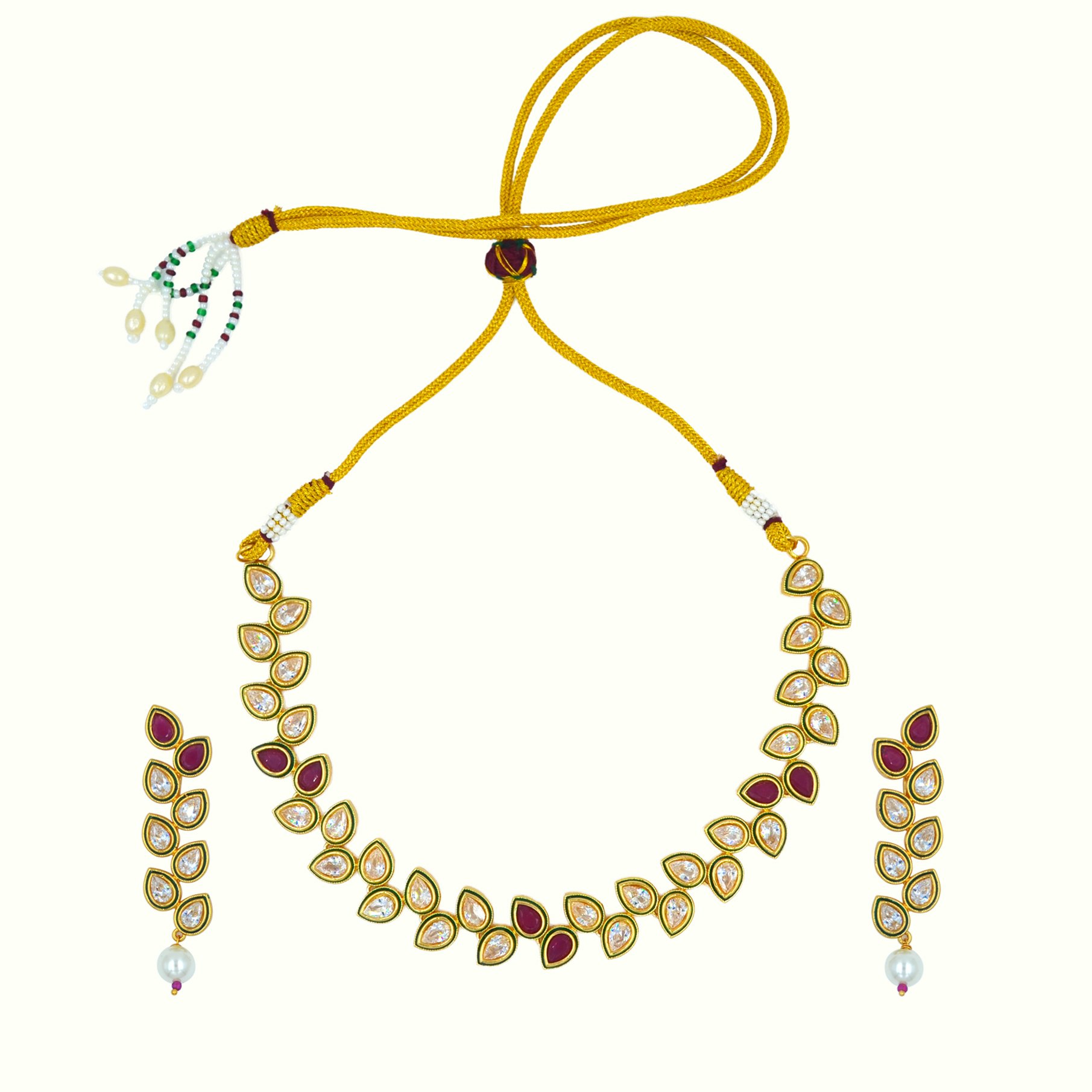 The Nila Gold Plated Kundan Necklace with Dangler Earrings