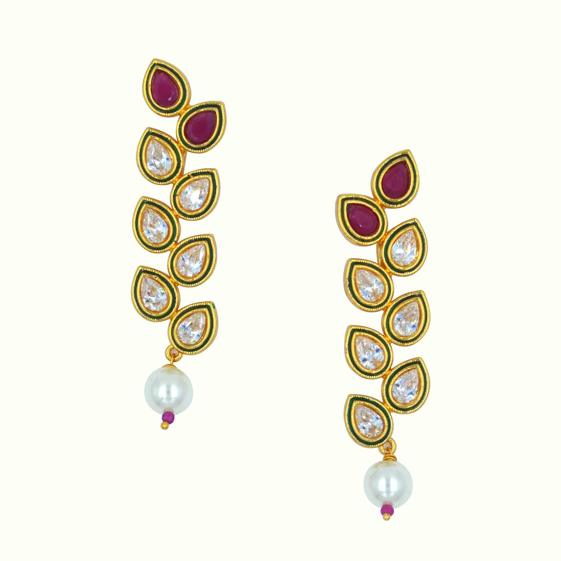 The Nila Gold Plated Kundan Necklace with Dangler Earrings
