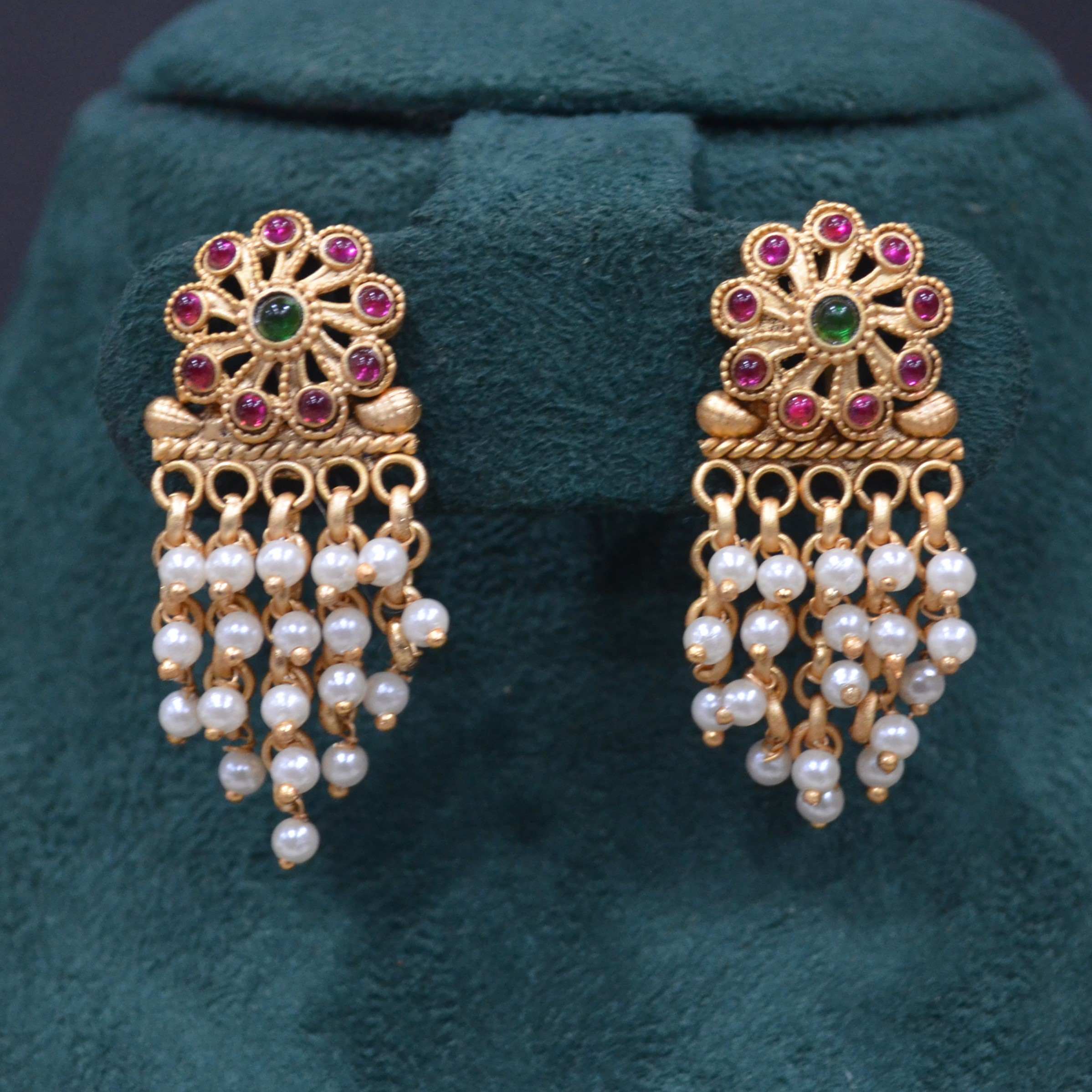 The Nila Gold Plated Pearl Necklace with Danglers