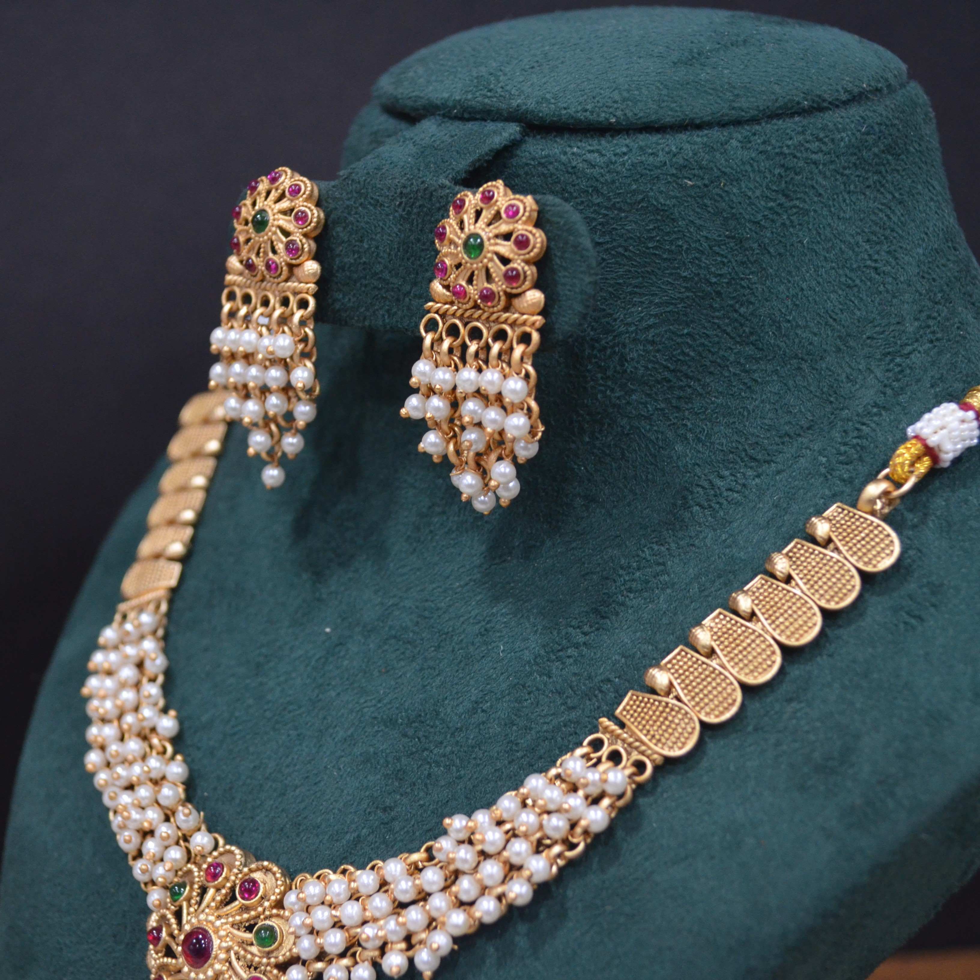 The Nila Gold Plated Pearl Necklace with Danglers
