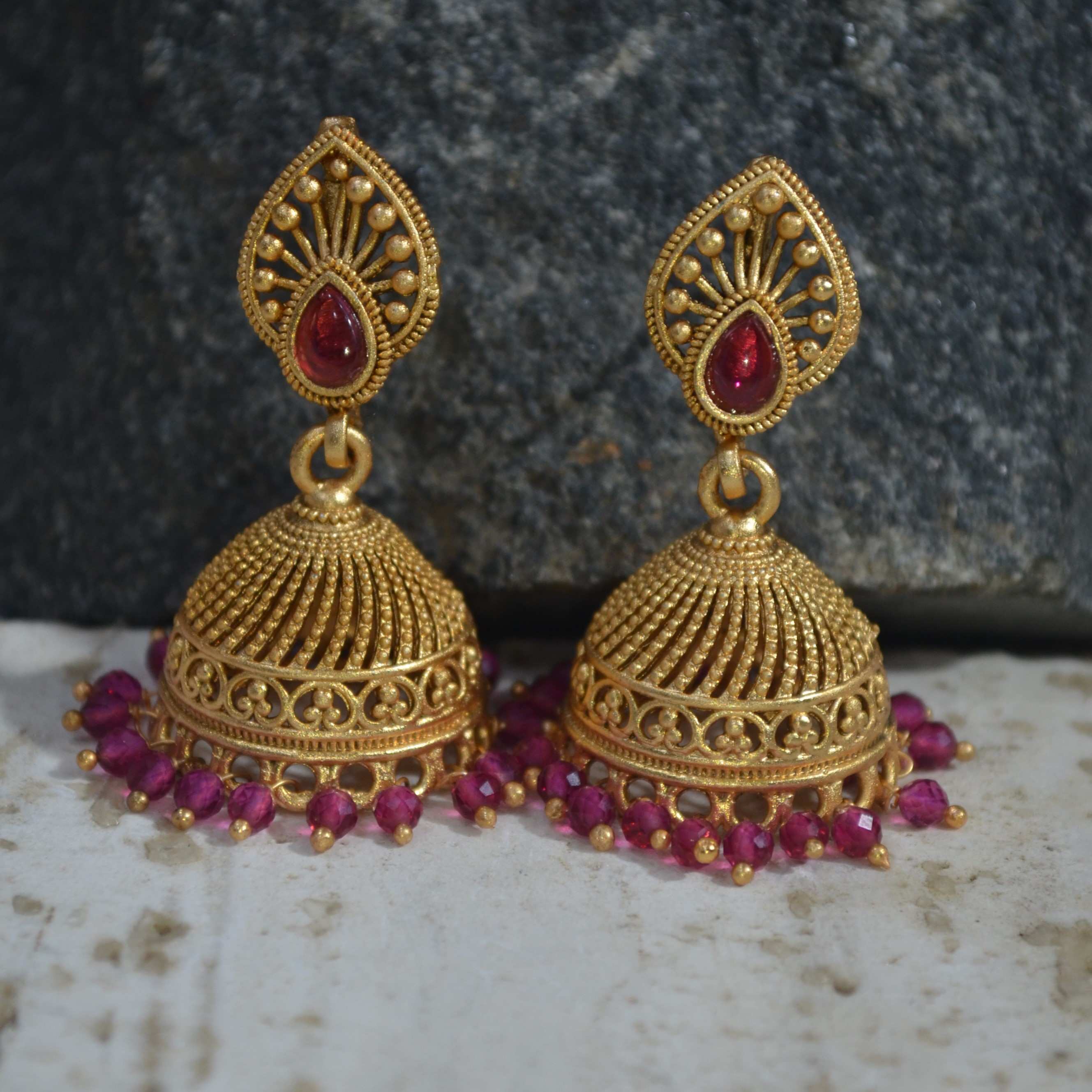 The Nila Gold Plated Kundan Necklace with Drop Jhumkas