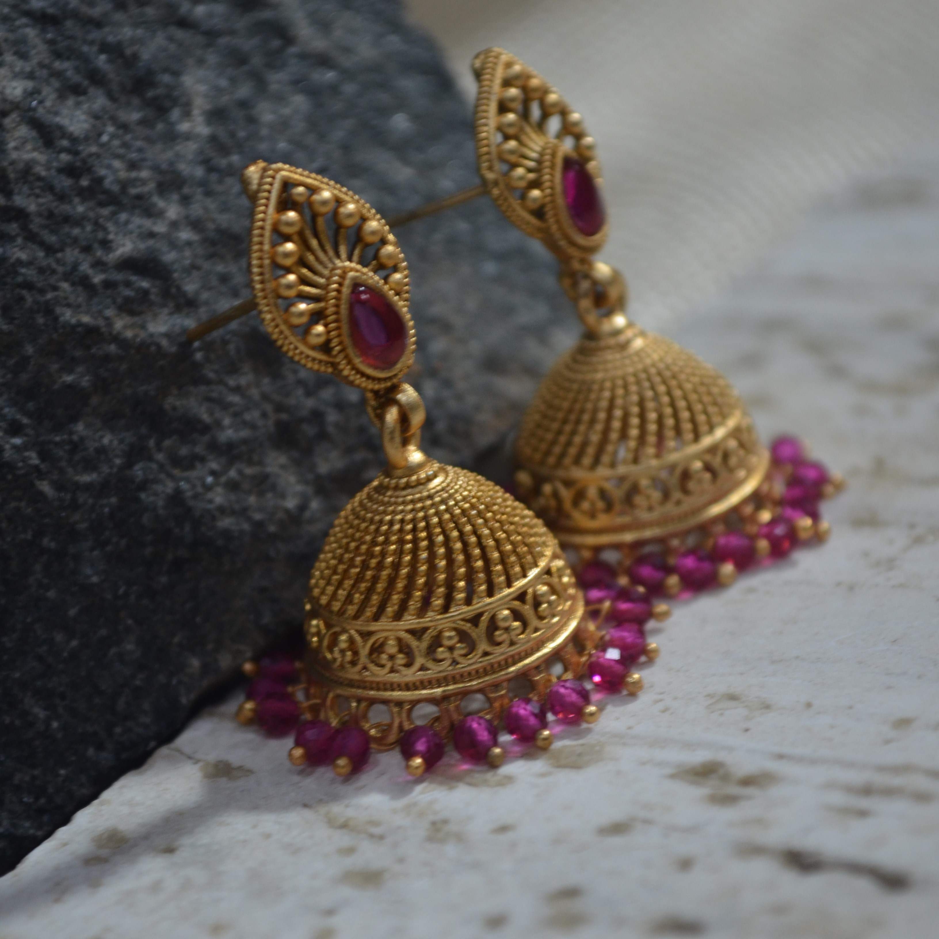 The Nila Gold Plated Kundan Necklace with Drop Jhumkas