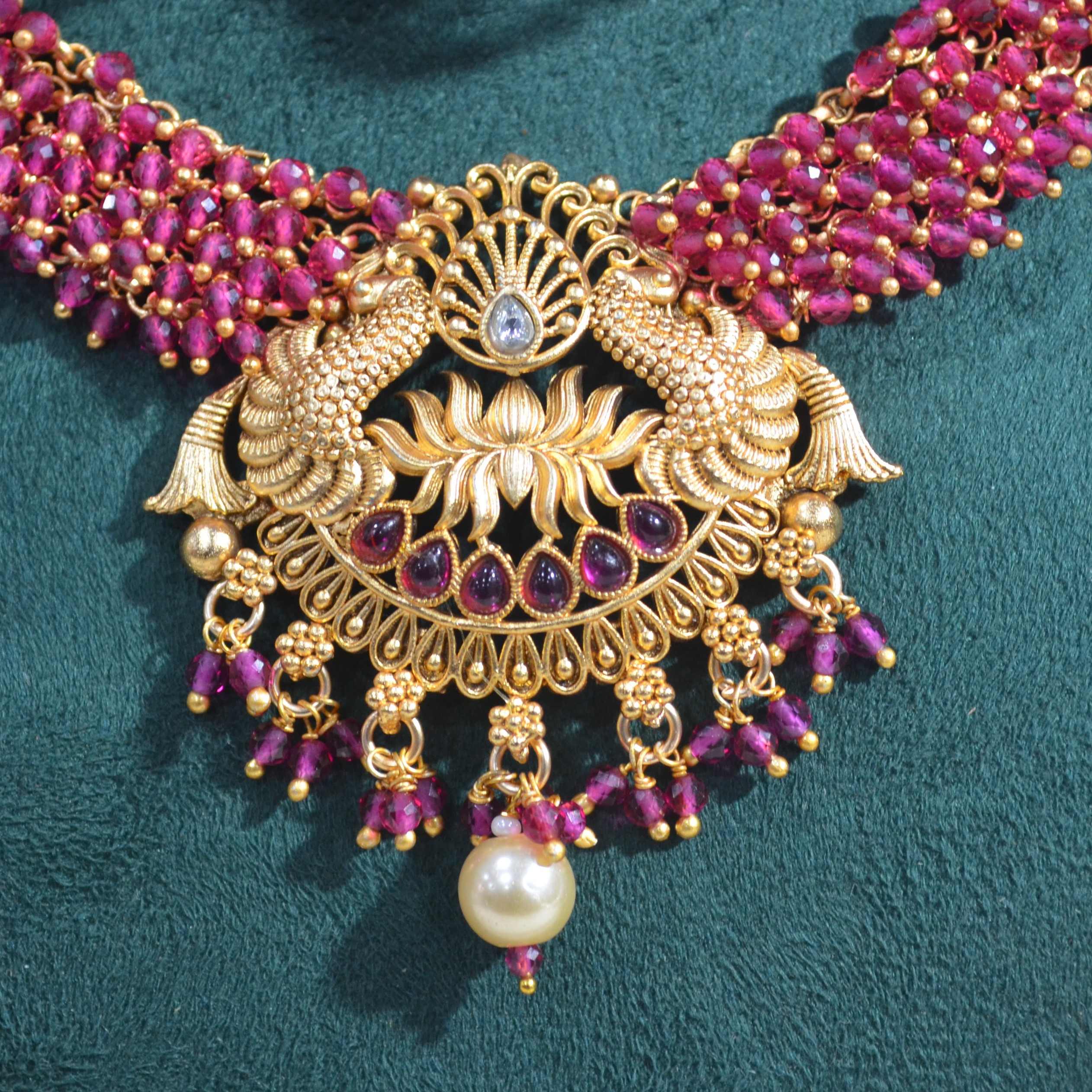 The Nila Gold Plated Kundan Necklace with Drop Jhumkas