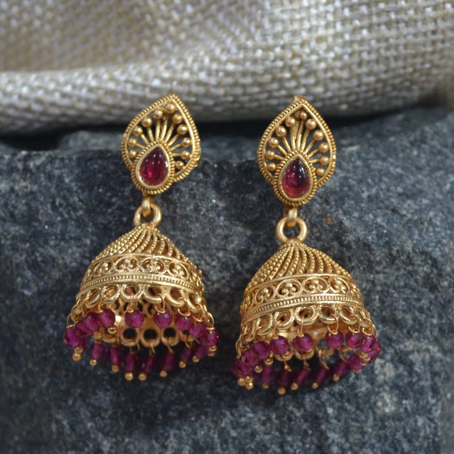 The Nila Gold Plated Kundan Necklace with Drop Jhumkas